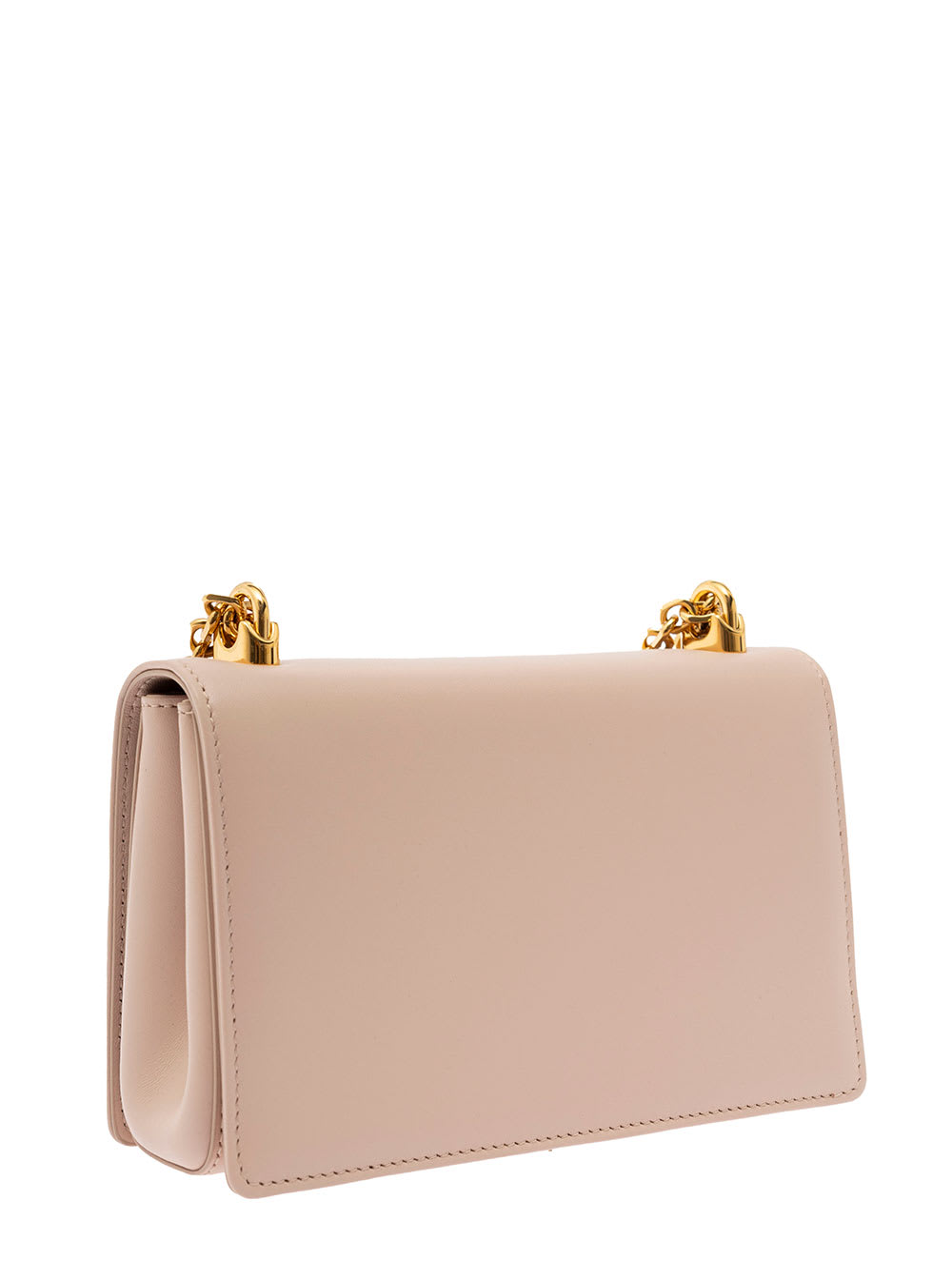 Shop Dolce & Gabbana Barocco Pink Crossbody Bag With Chain Shoulder Strap And Monogram Logo In Leather Woman