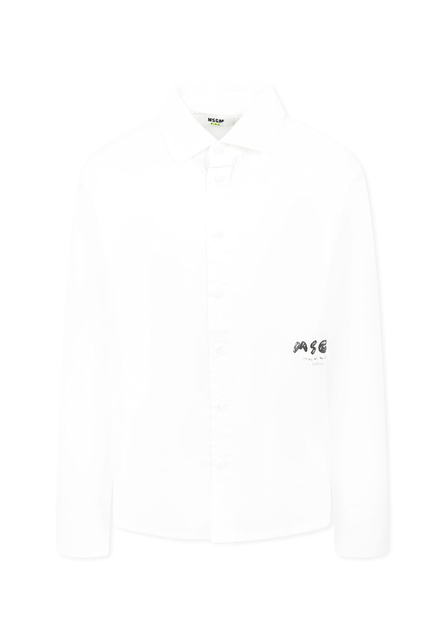Shop Msgm White Shirt For Boy With Logo