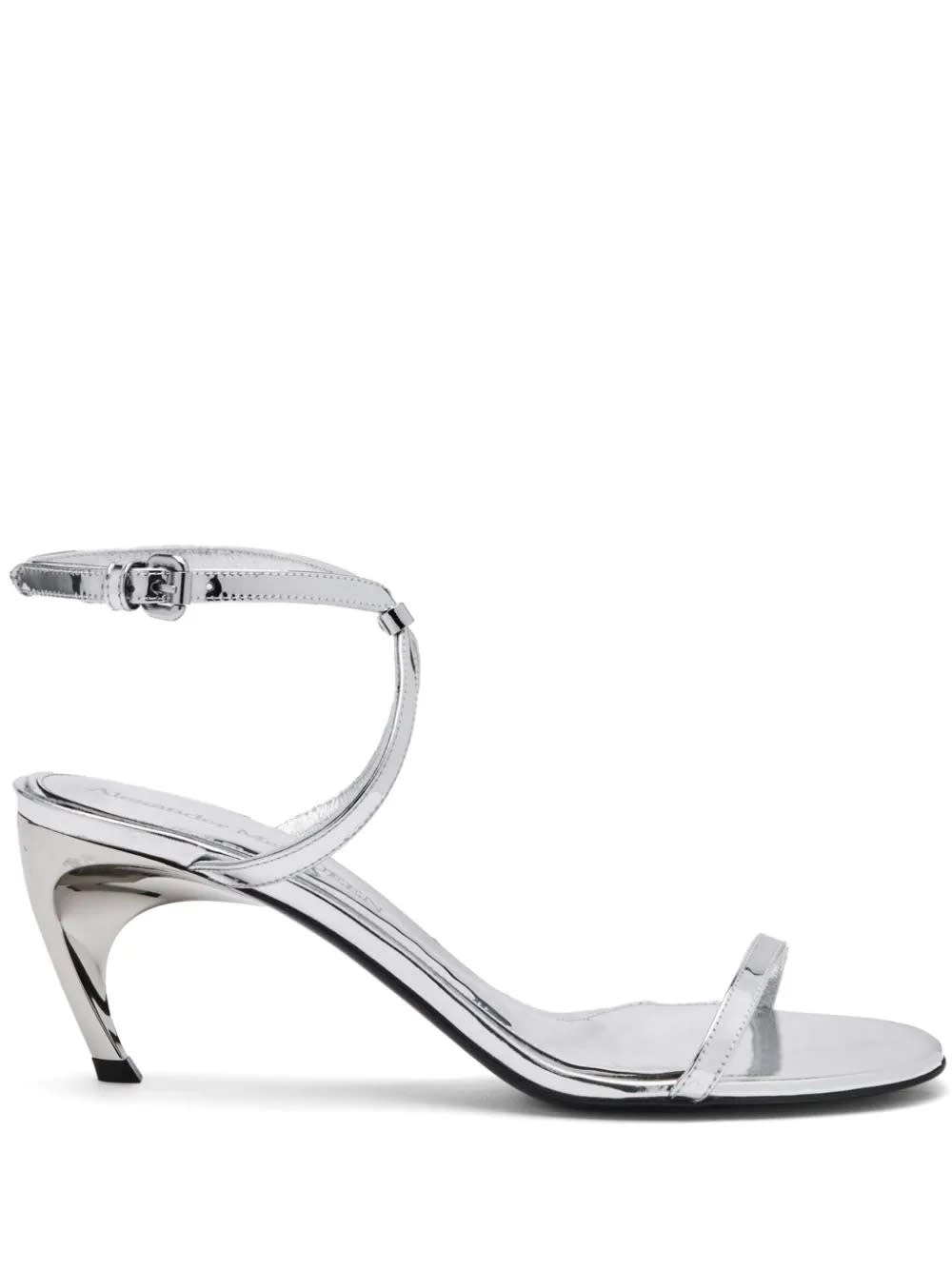 Shop Alexander Mcqueen Armadillo Sandals With Metal Barrette In Silver