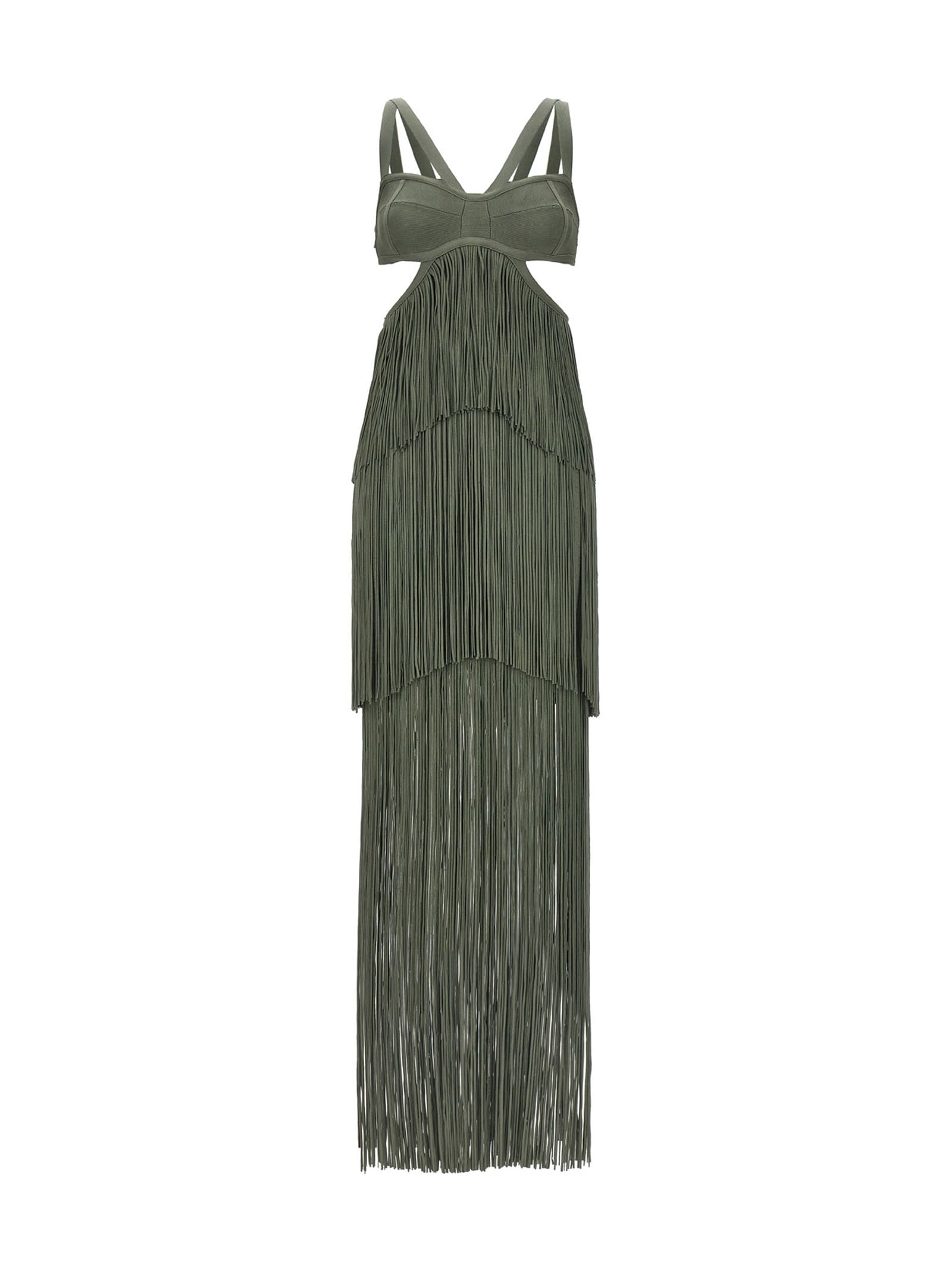 Hervé Léger strappy Tiered Fringe Dress