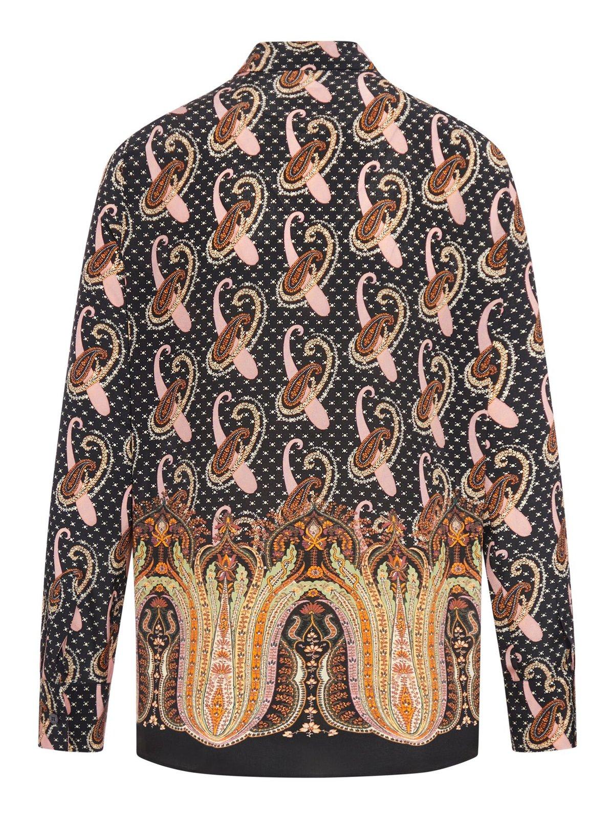 Shop Etro All-over Patterned Long-sleeved Shirt In Nero