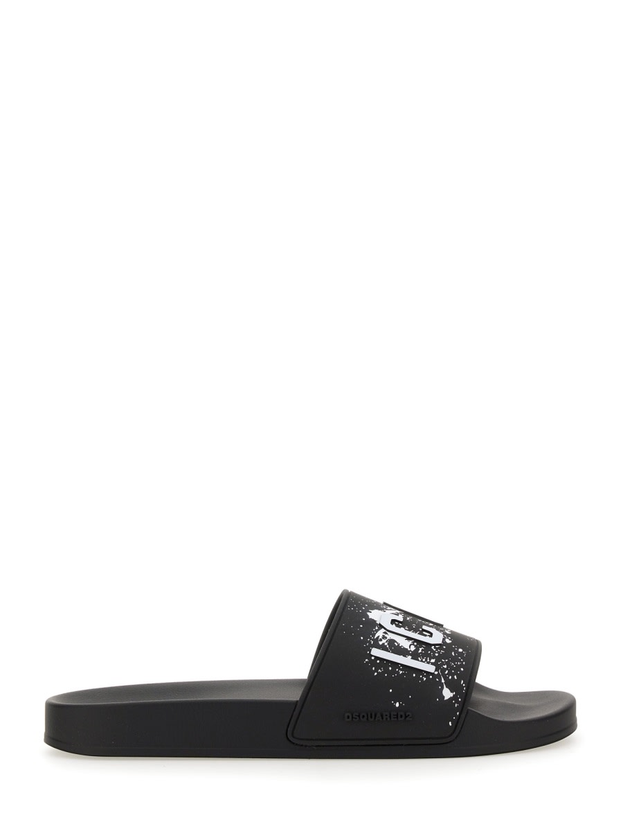 Shop Dsquared2 Slide Sandal With Logo In Nero