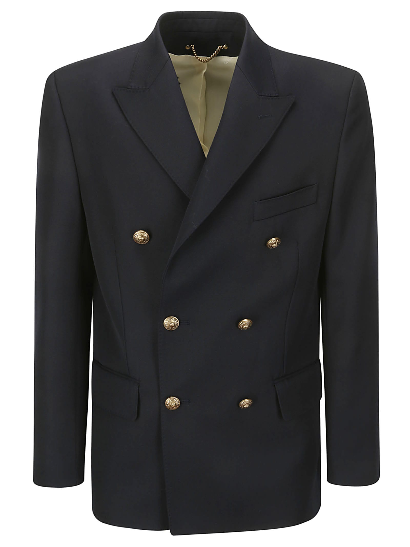 Golden Goose Golden Ms Double Breasted Blazer Compact Gabardin In Dark Blue