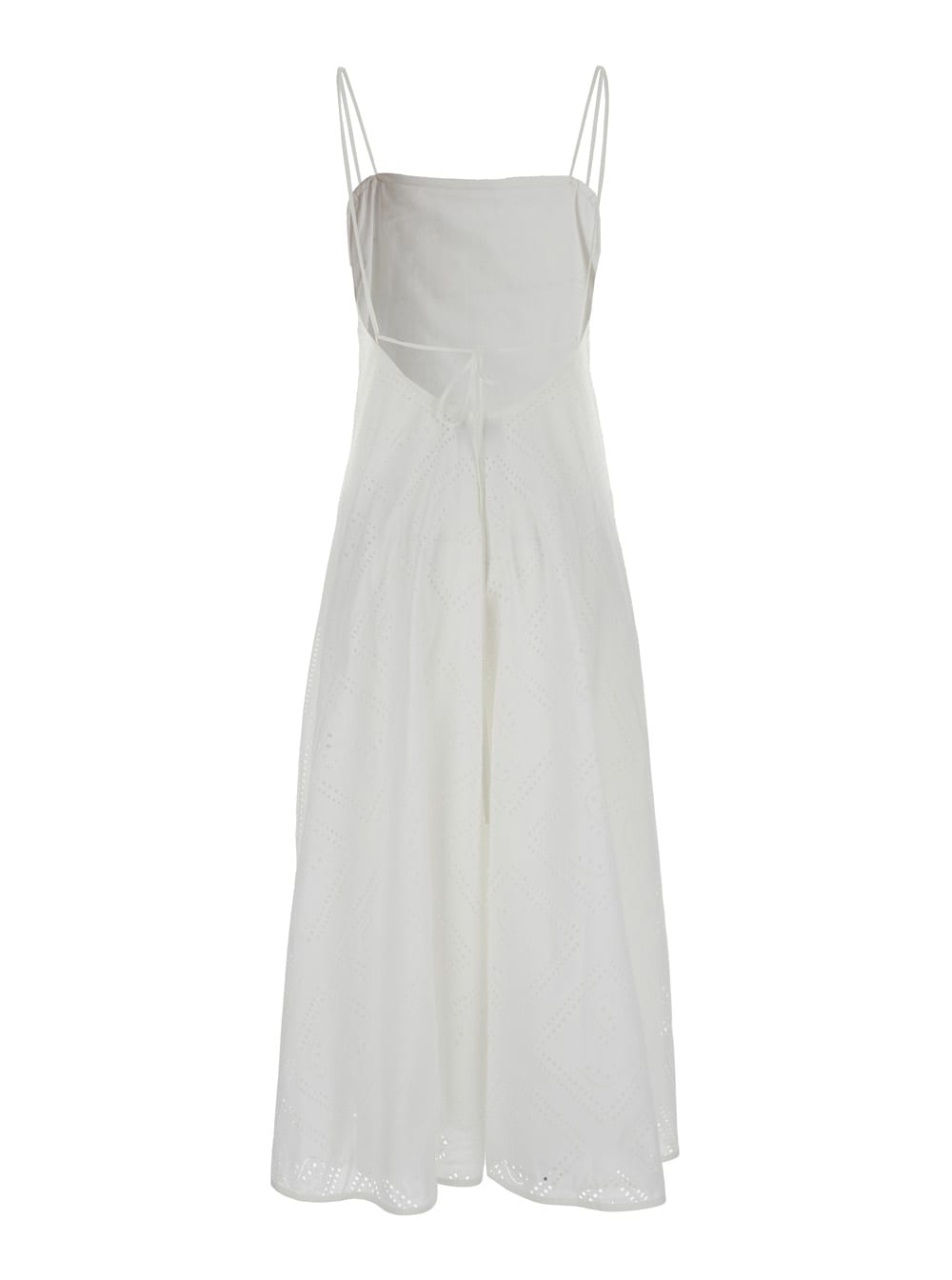 Shop Tory Burch Midi White Dress With Embroidery In Cotton Woman