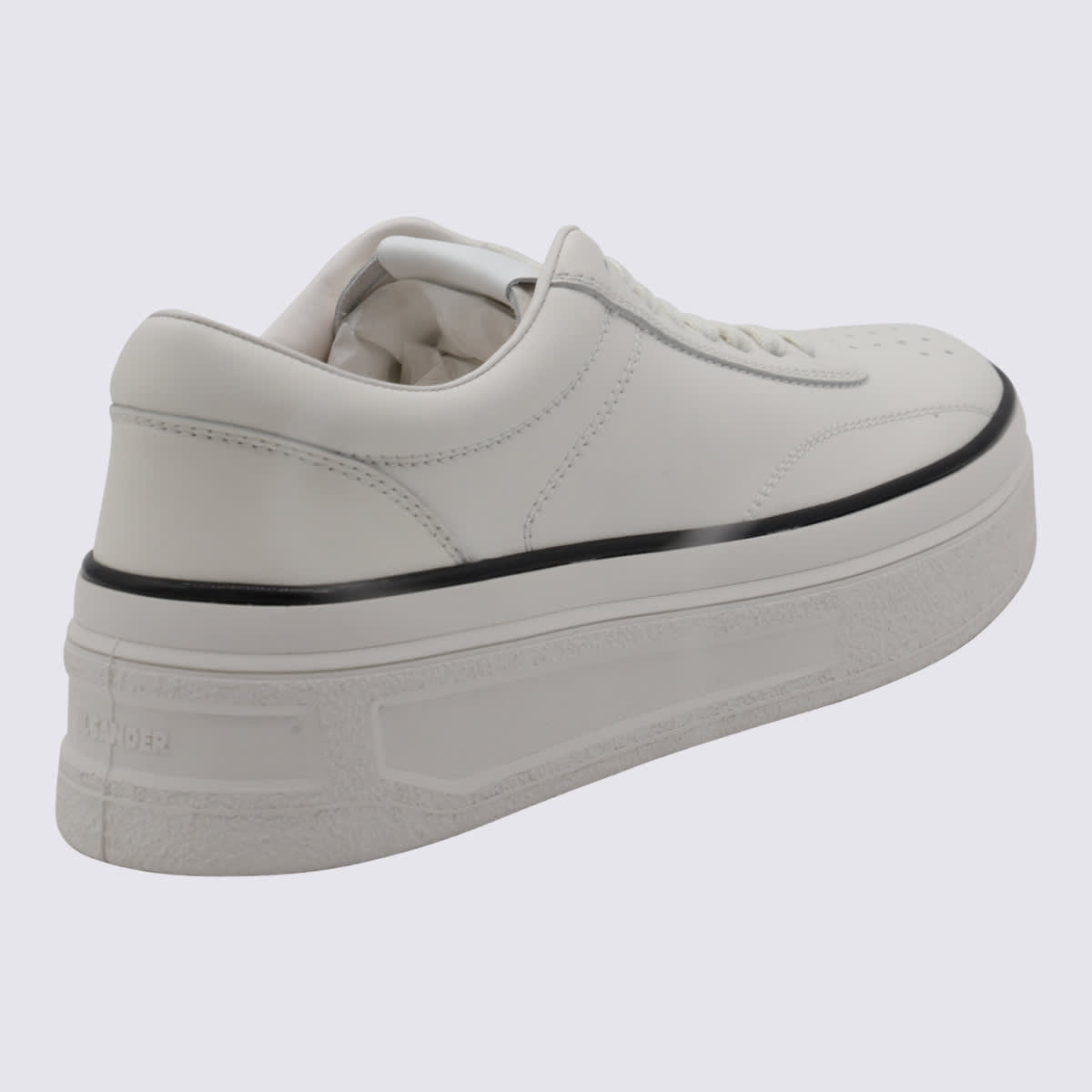 Shop Jil Sander White Leather Sneakers