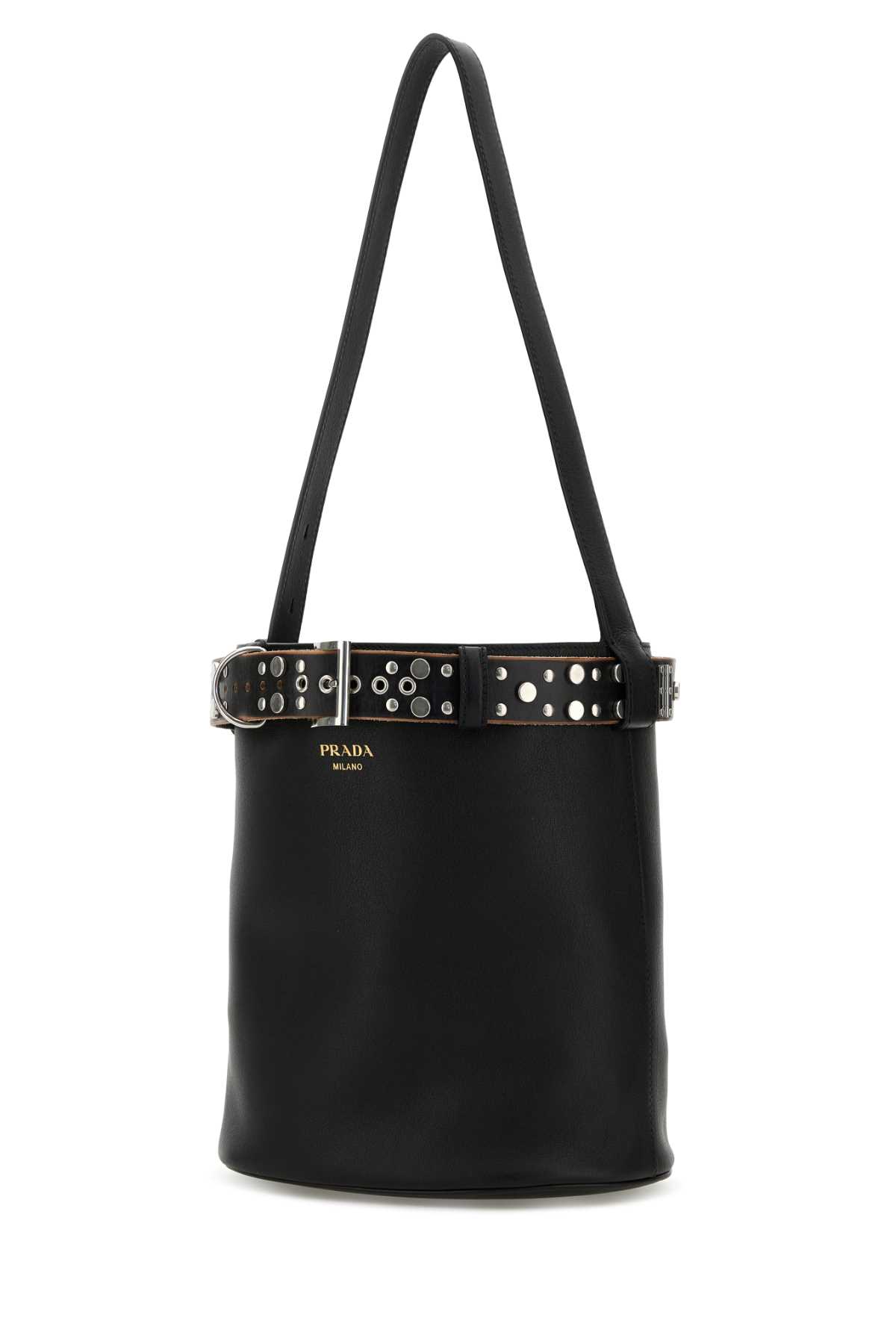 Prada Black Leather  Buckle Buckle Bag
