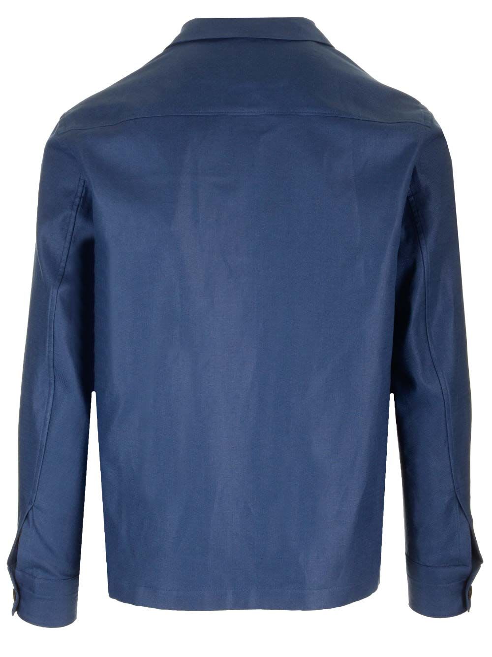 Shop Zegna Oasi Blue Linen Overshirt