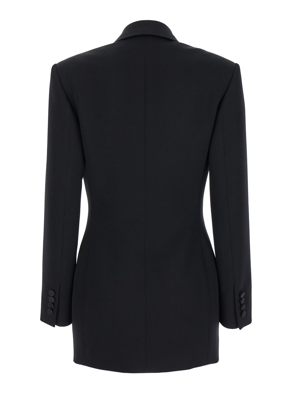 Shop Saint Laurent Black Double-breasted Jacket With Peak Revers In Wool Woman