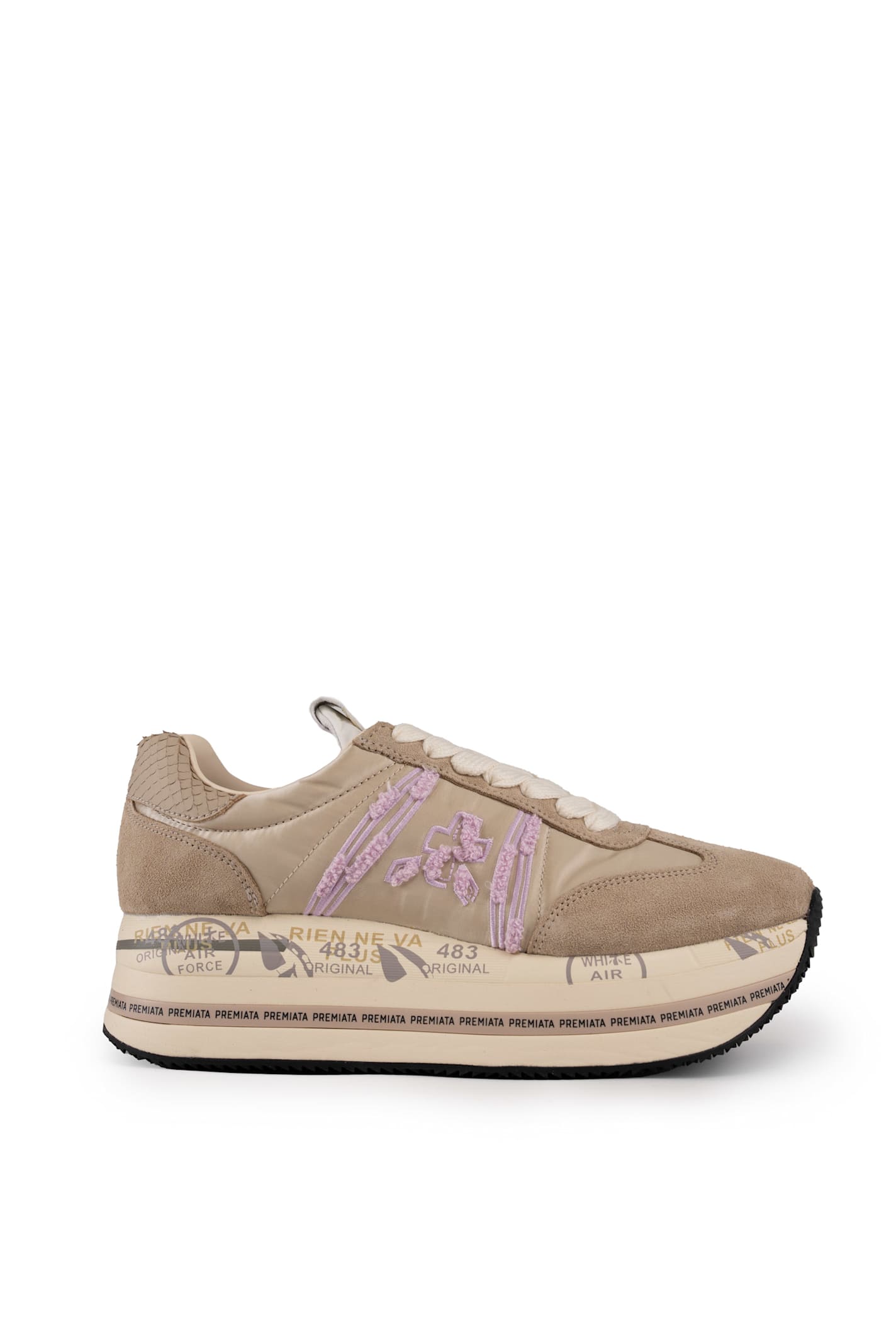 Shop Premiata Beth 6954 Sneakers In Leather And Nylon In Beige