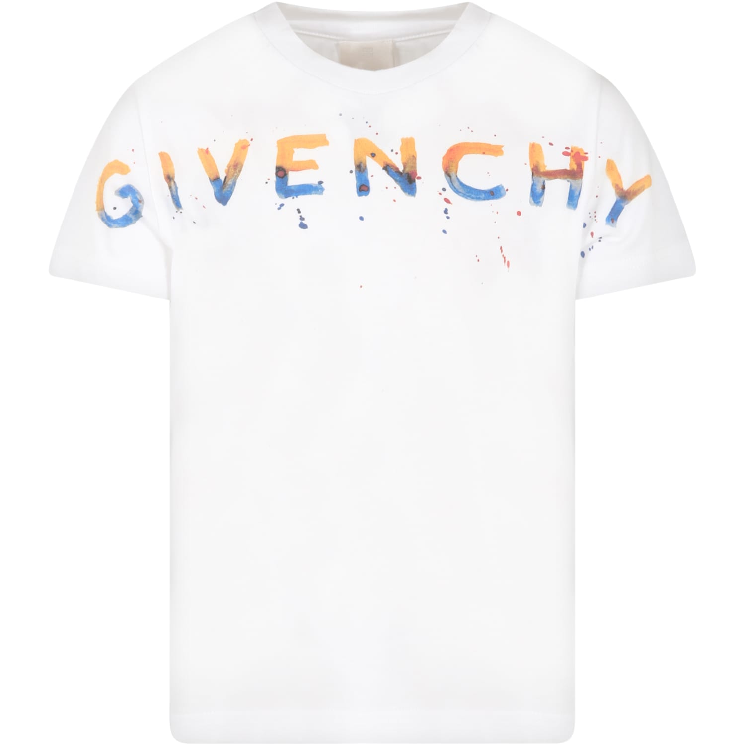 Givenchy White T-shirt For Kids With Multicolor Logo