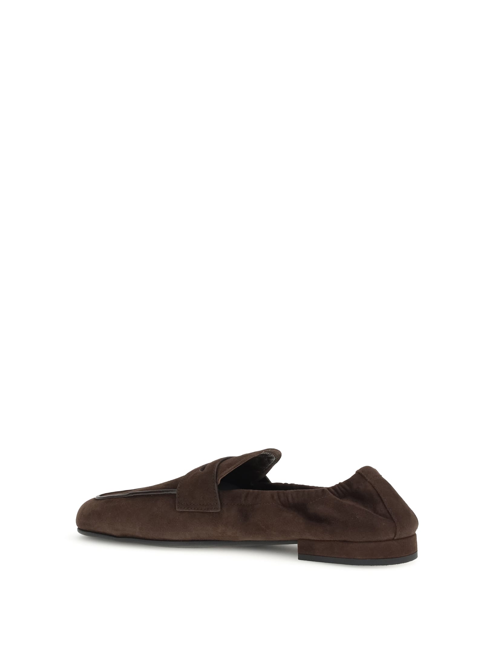Prada Elasticated Suede Penny Loafers In Brown