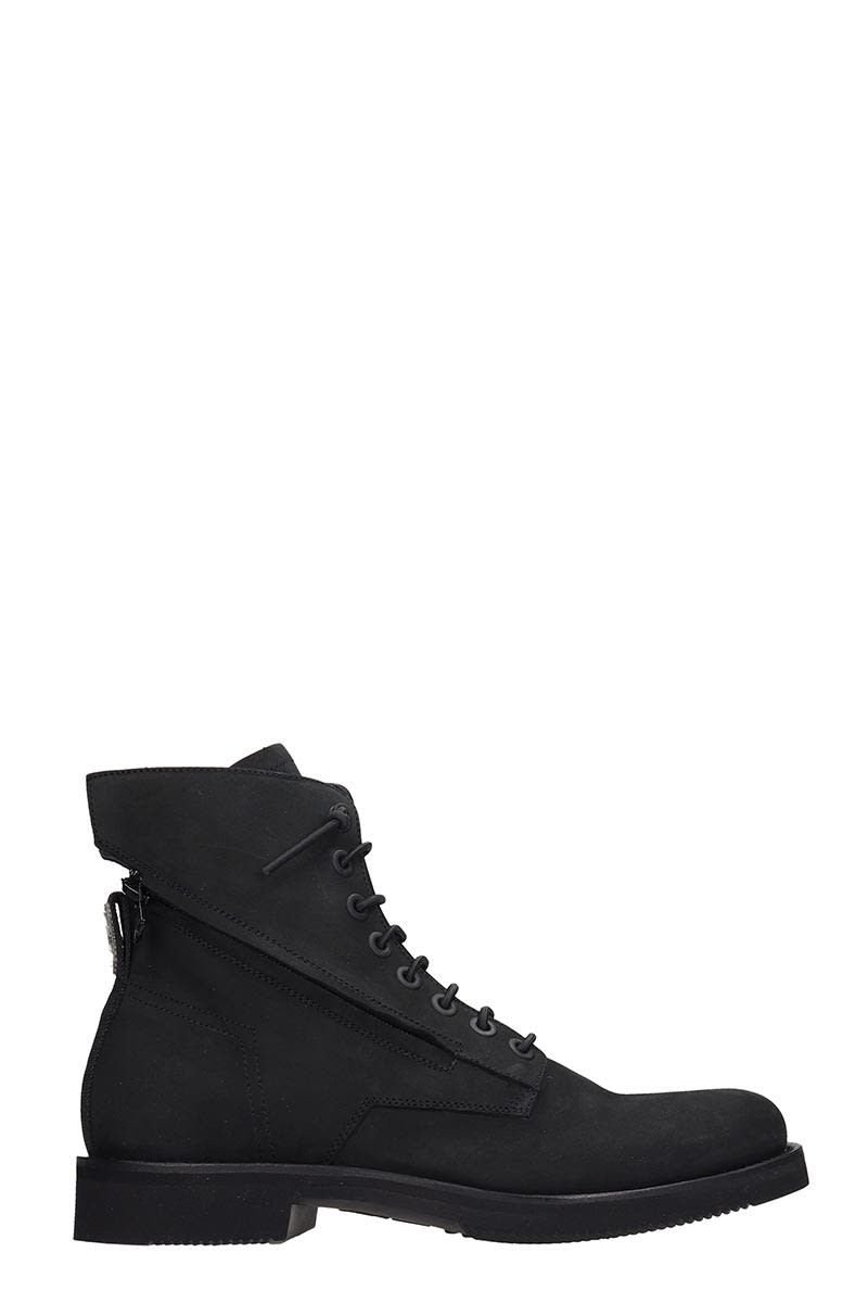Bruno Bordese Combat Boots In Black Nubuck