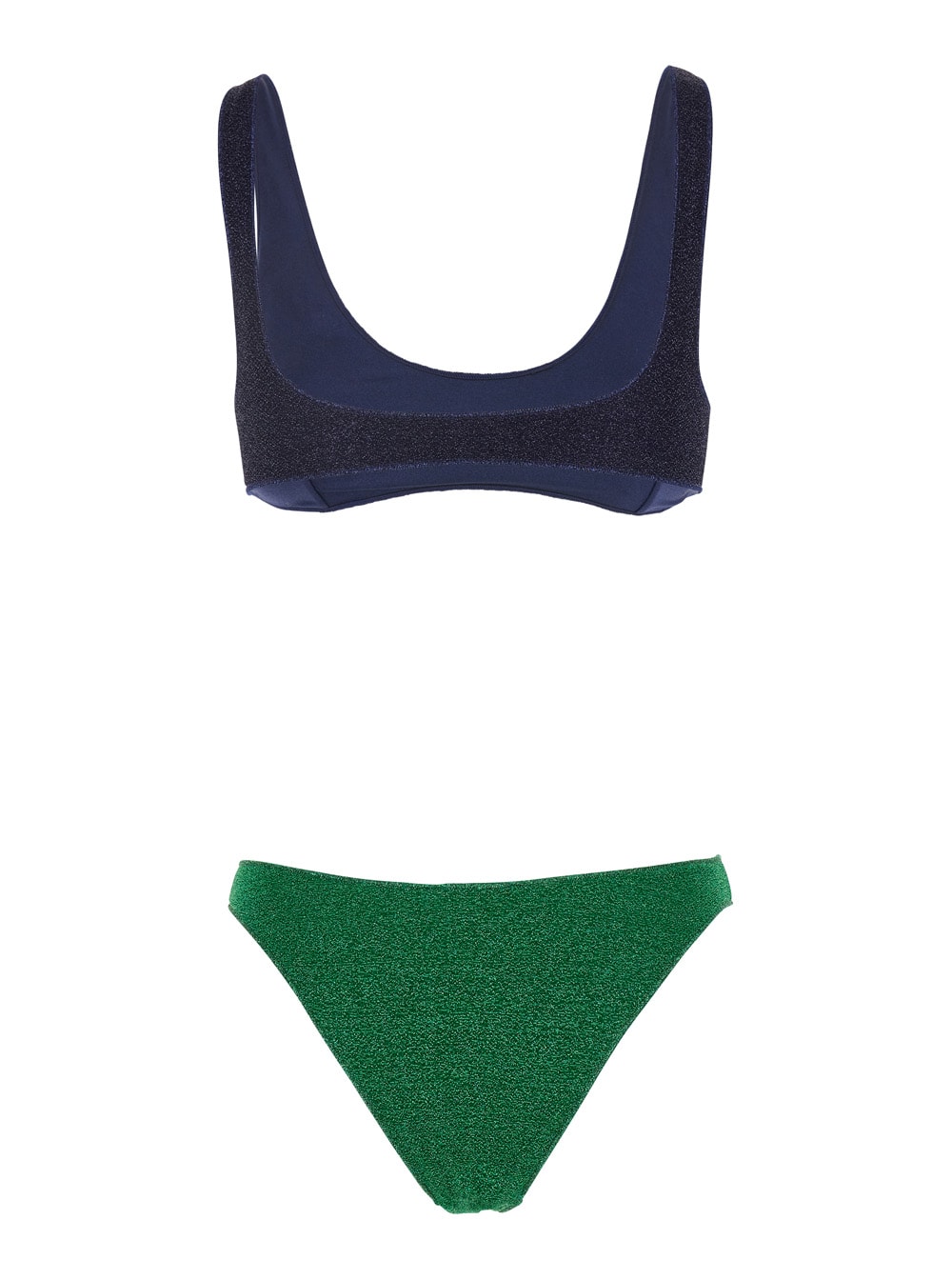 Oseree 'lumiere Sporty' Multicolor Bi-color Bikini Set In Tech Fabric Woman In Blu