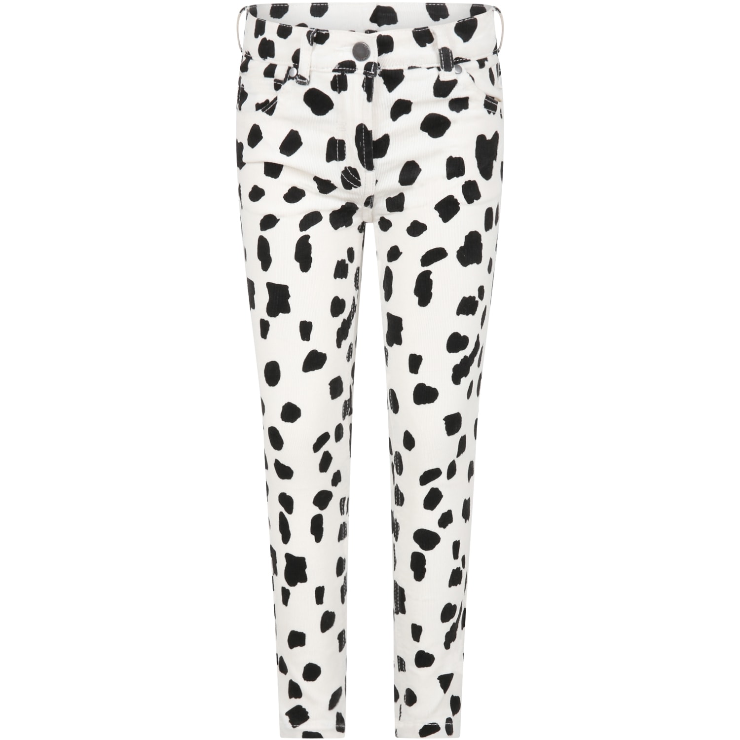 Stella McCartney Kids White Jeans For Girl With Dalmatian Print