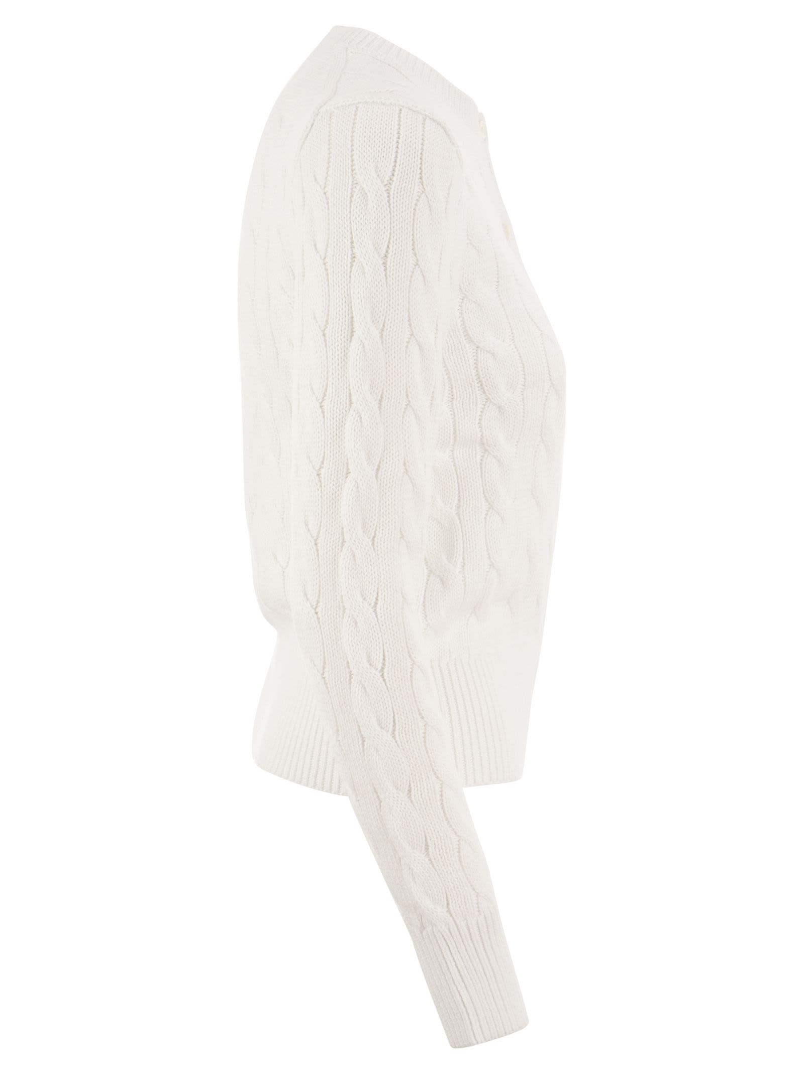Shop Polo Ralph Lauren Long Sleeve Cardigan In White