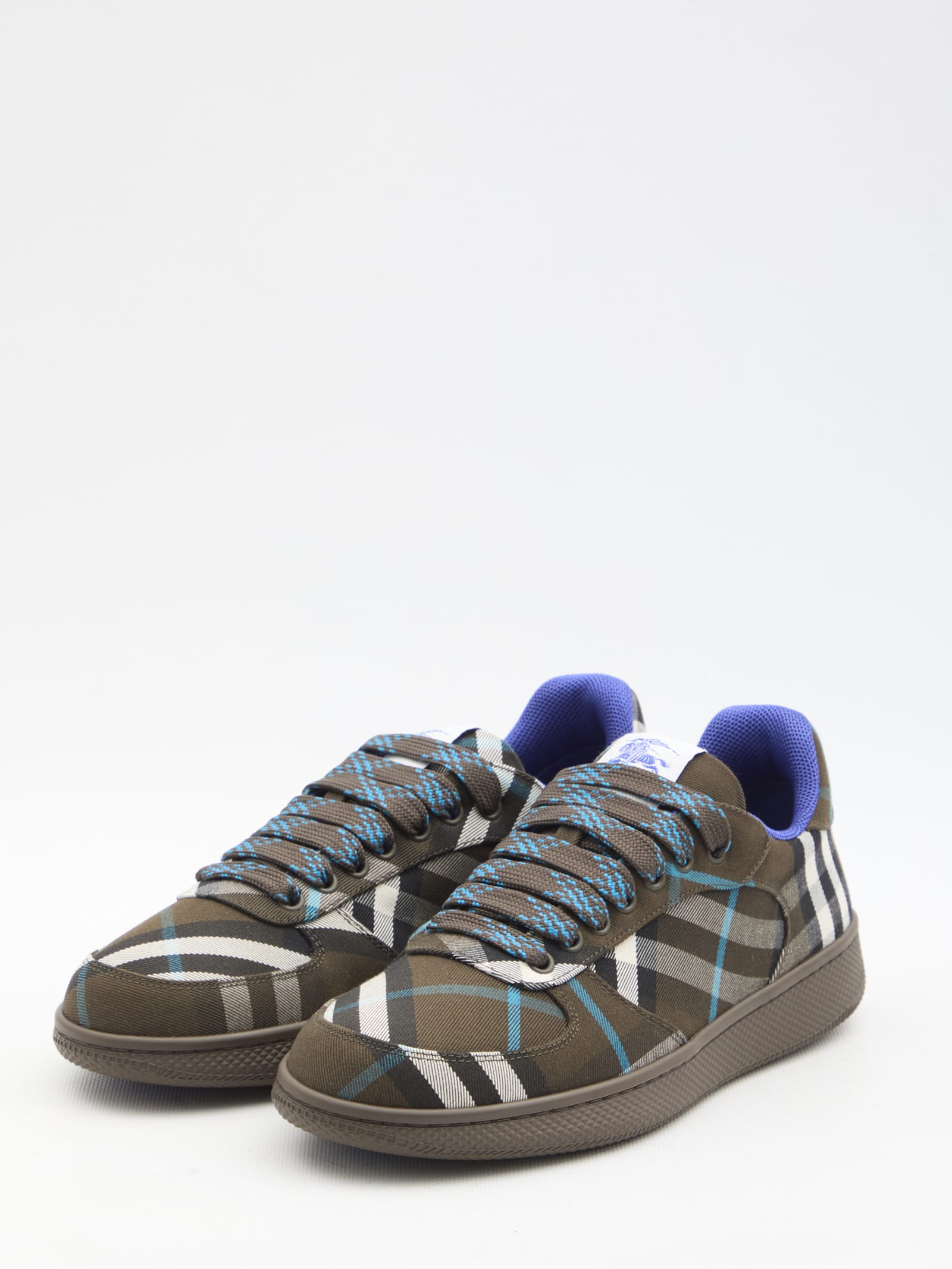 Shop Burberry Terrace Check Sneakers In Brown