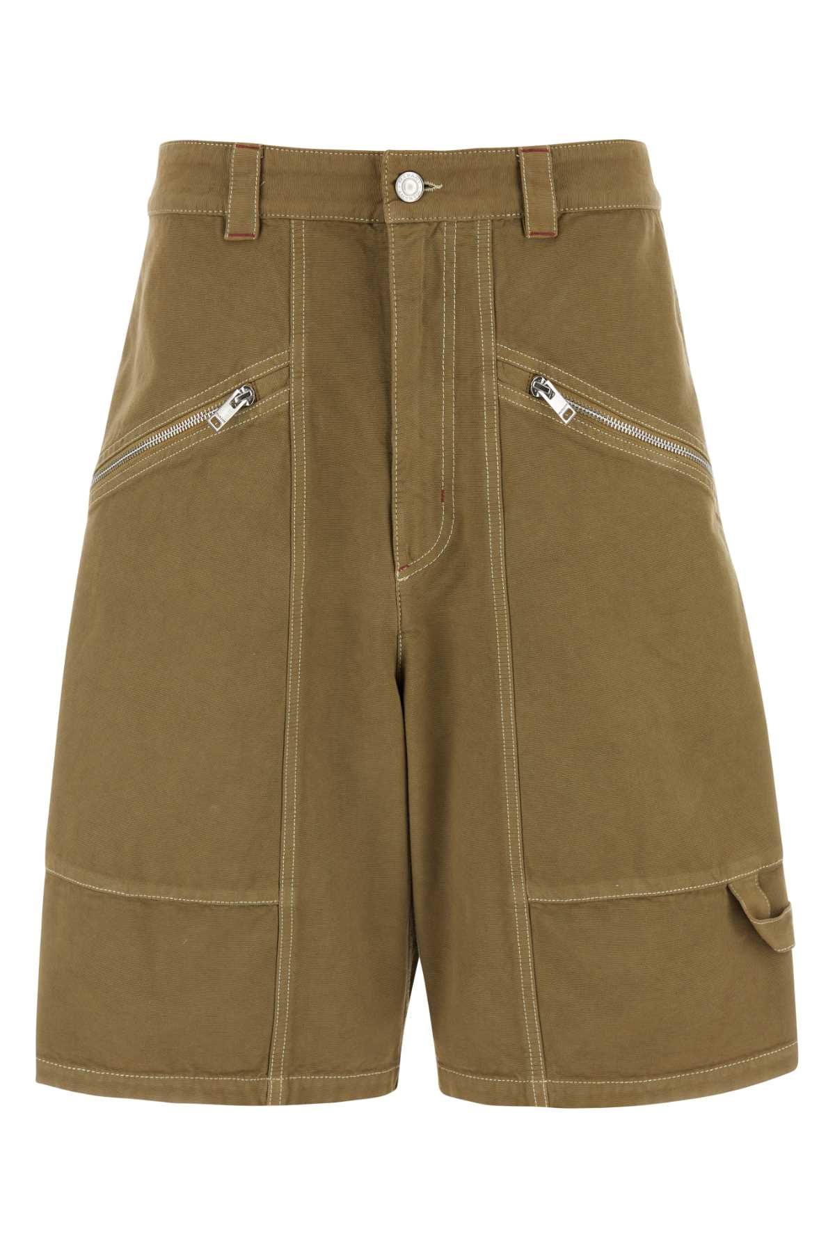 Khaki Cotton Feoni Bermuda Shorts