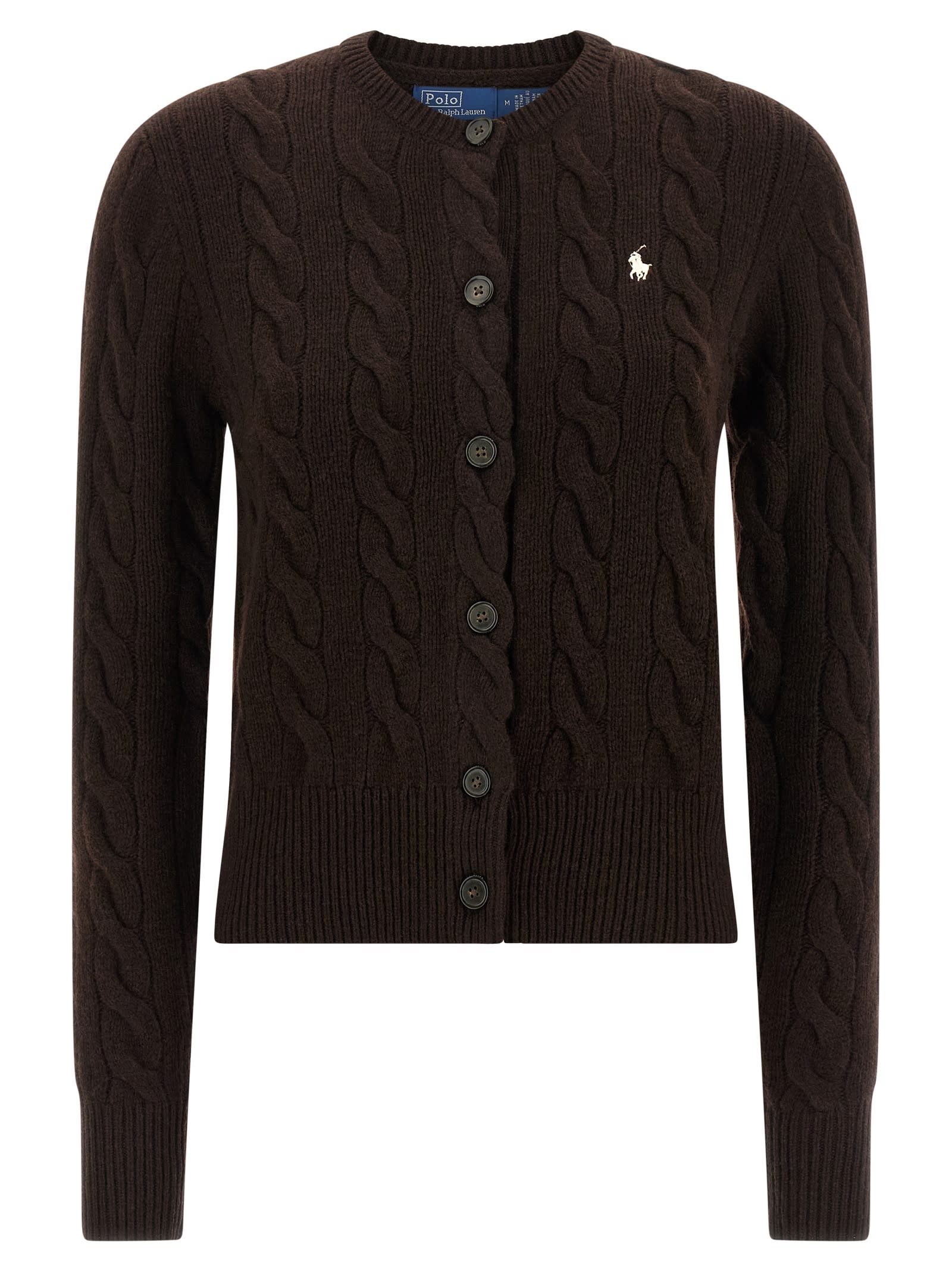 Polo Ralph Lauren Braided Cardigan Sweaters And Cardigans Brown In Brown