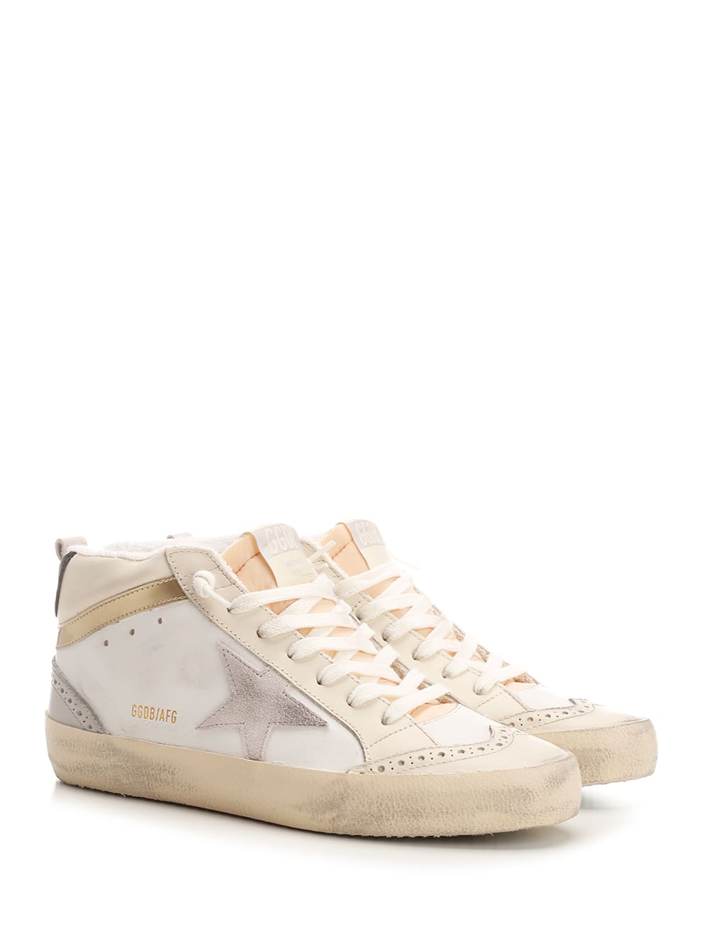 Golden Goose Midstar Sneaker In White/lilac/grey/gold
