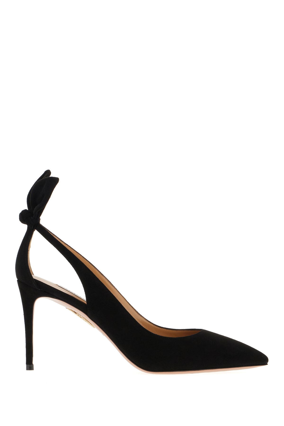 Shop Aquazzura Black Suede Bow Tie Pumps