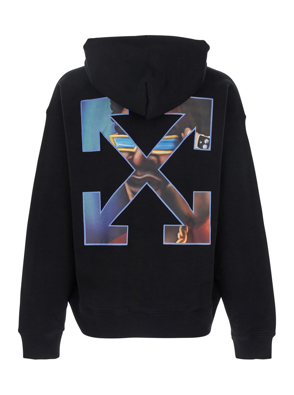 Off-white Barber Arrow Skate Black Hoodie With Logo Lettering On The Front And Maxi Logo Print On The Rear In In Black