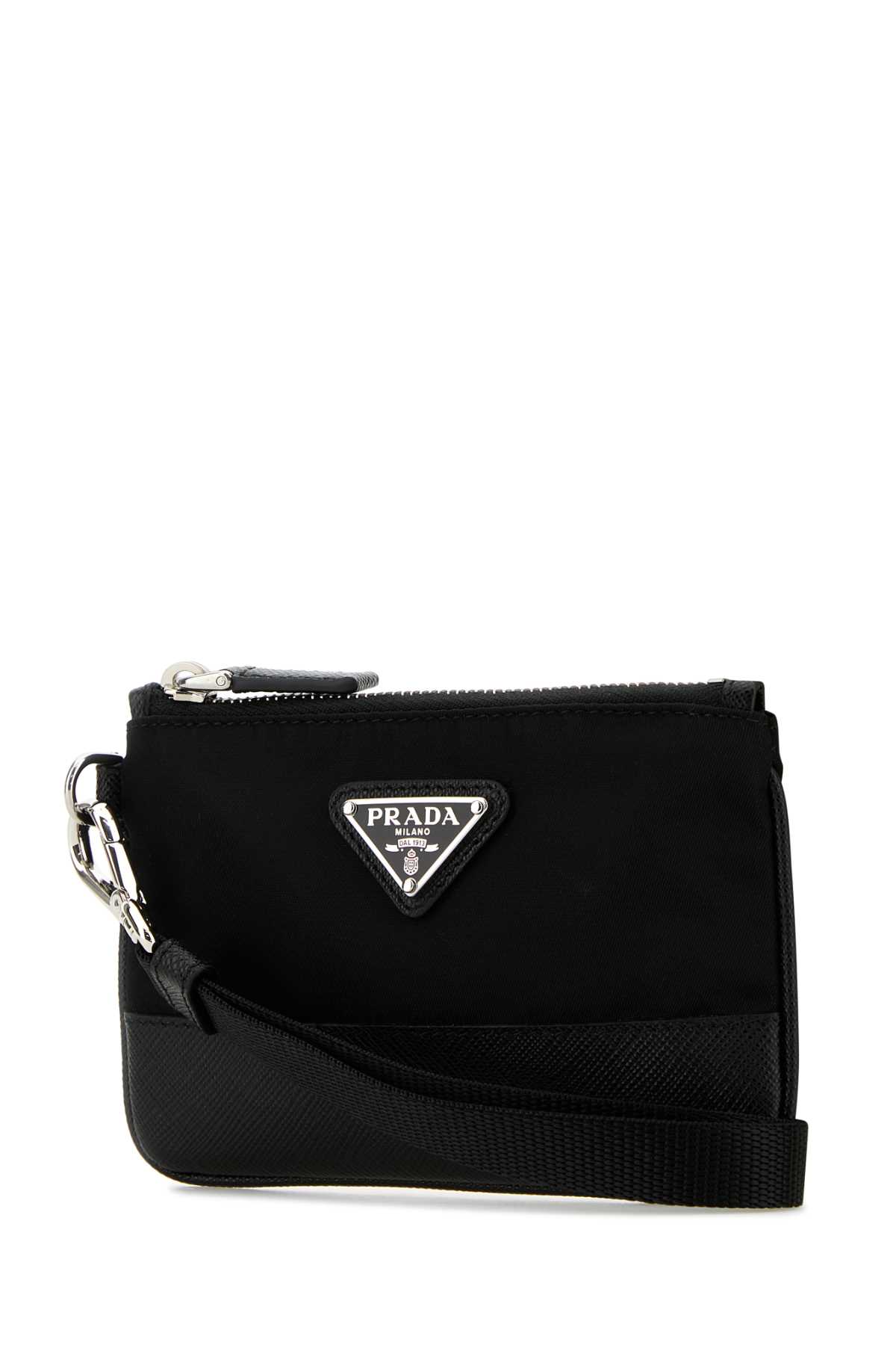 Shop Prada Black Nylon And Leather Wallet In Nero