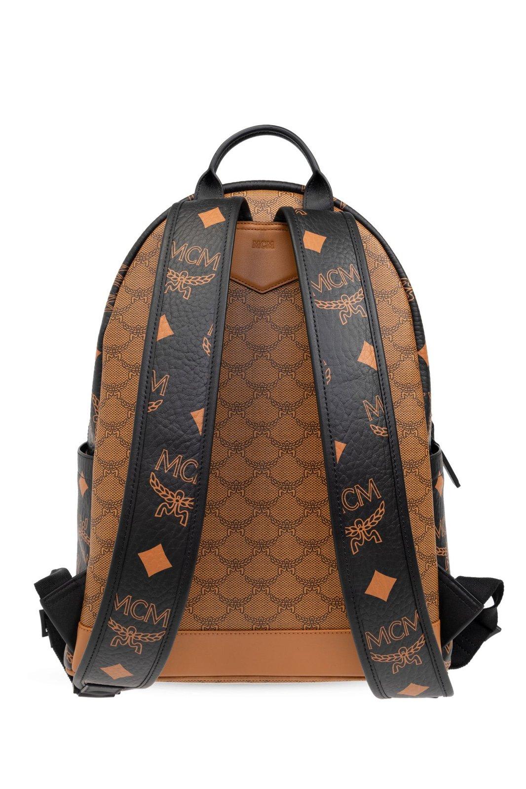 Shop Mcm Zip-up Backpack In Brandy