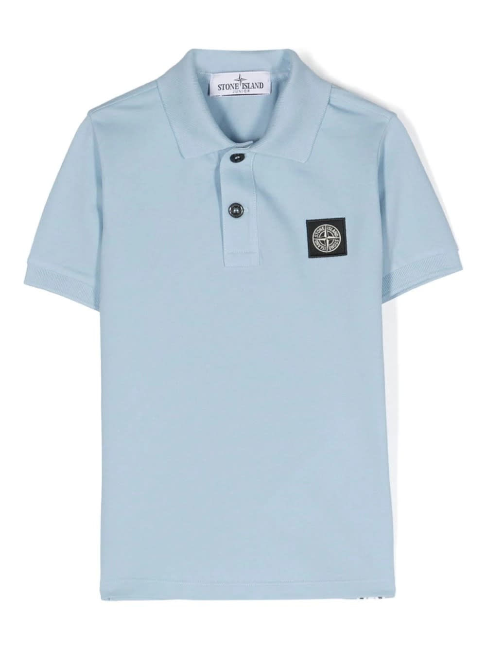 Stone Island Junior Kids' Light Blue Polo Shirt With Logo Patch