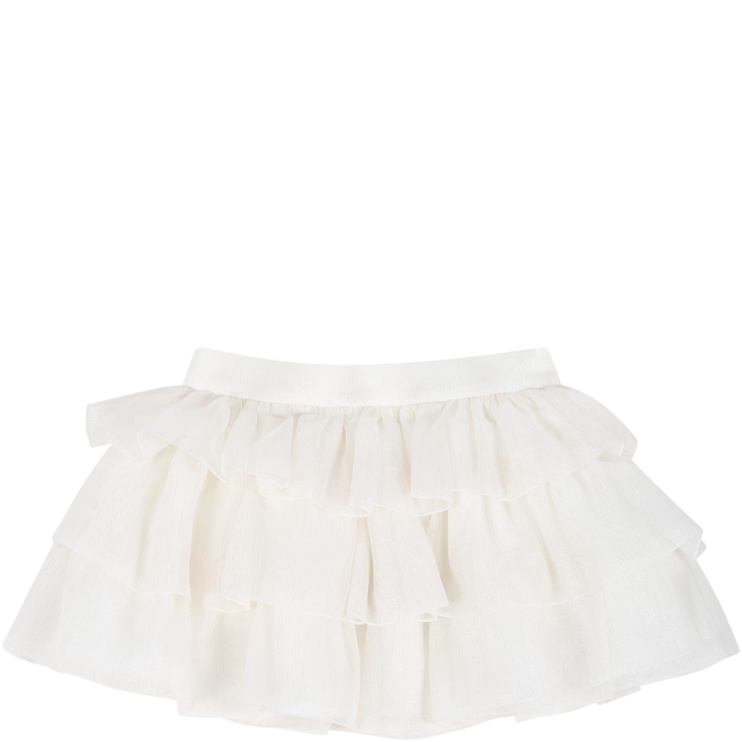 Little Bear Ivory Skirt For Baby Girl With Stripes