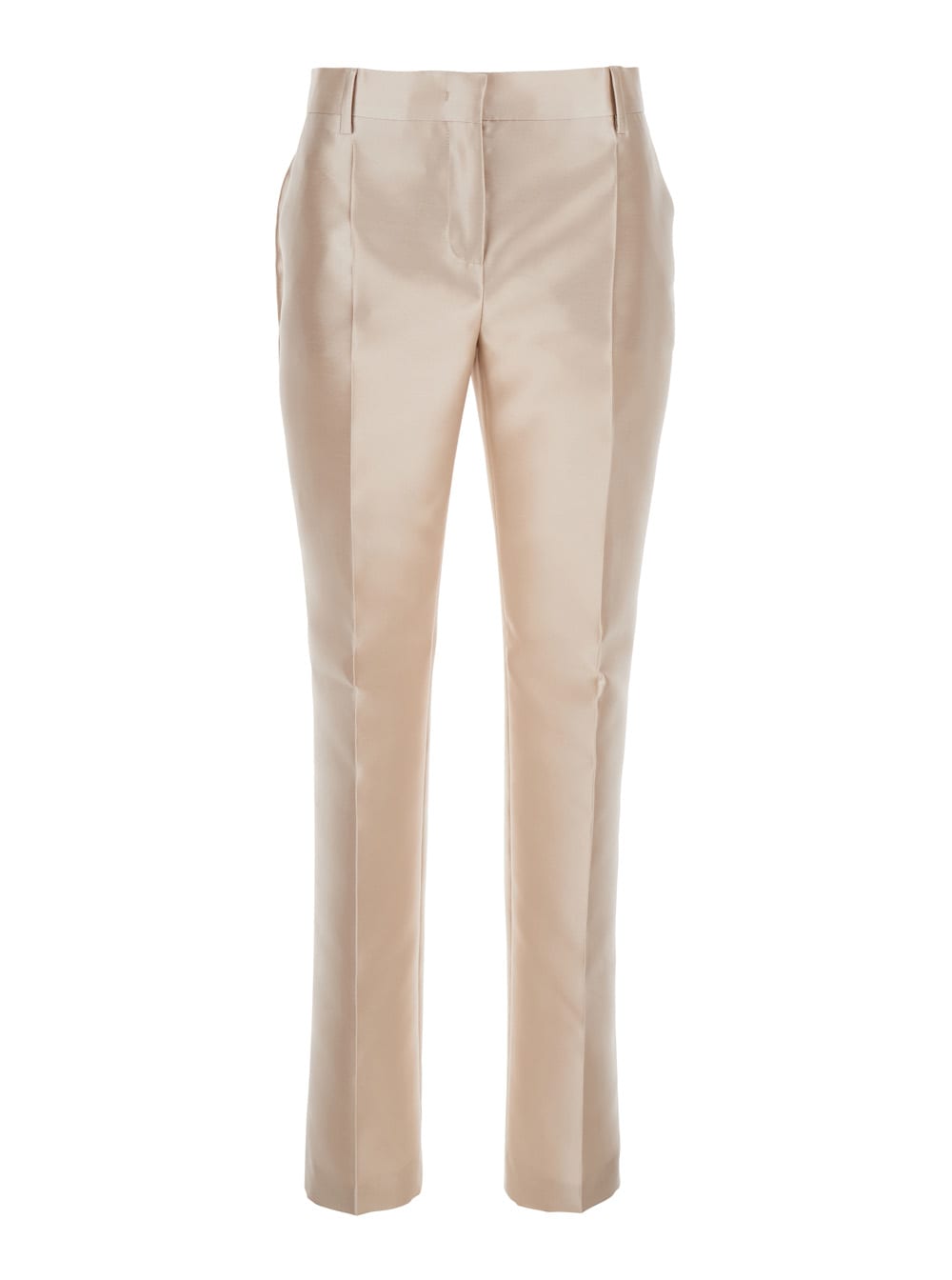 mikado White Pants With Pences On The Front In Cotton Stretch Woman