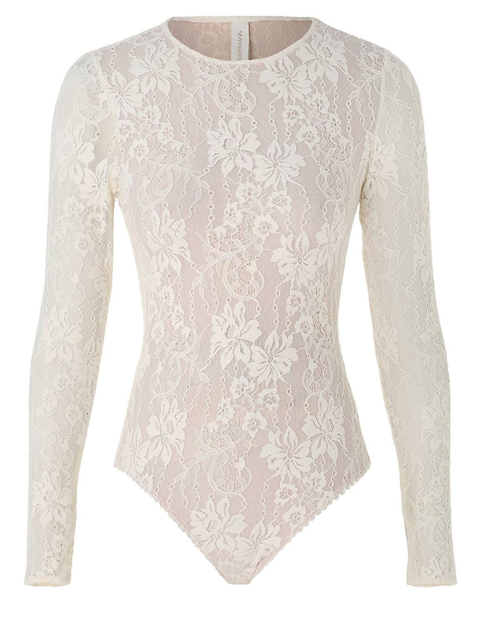 Shop Zimmermann Lace Bodysuit In Cream In Beige