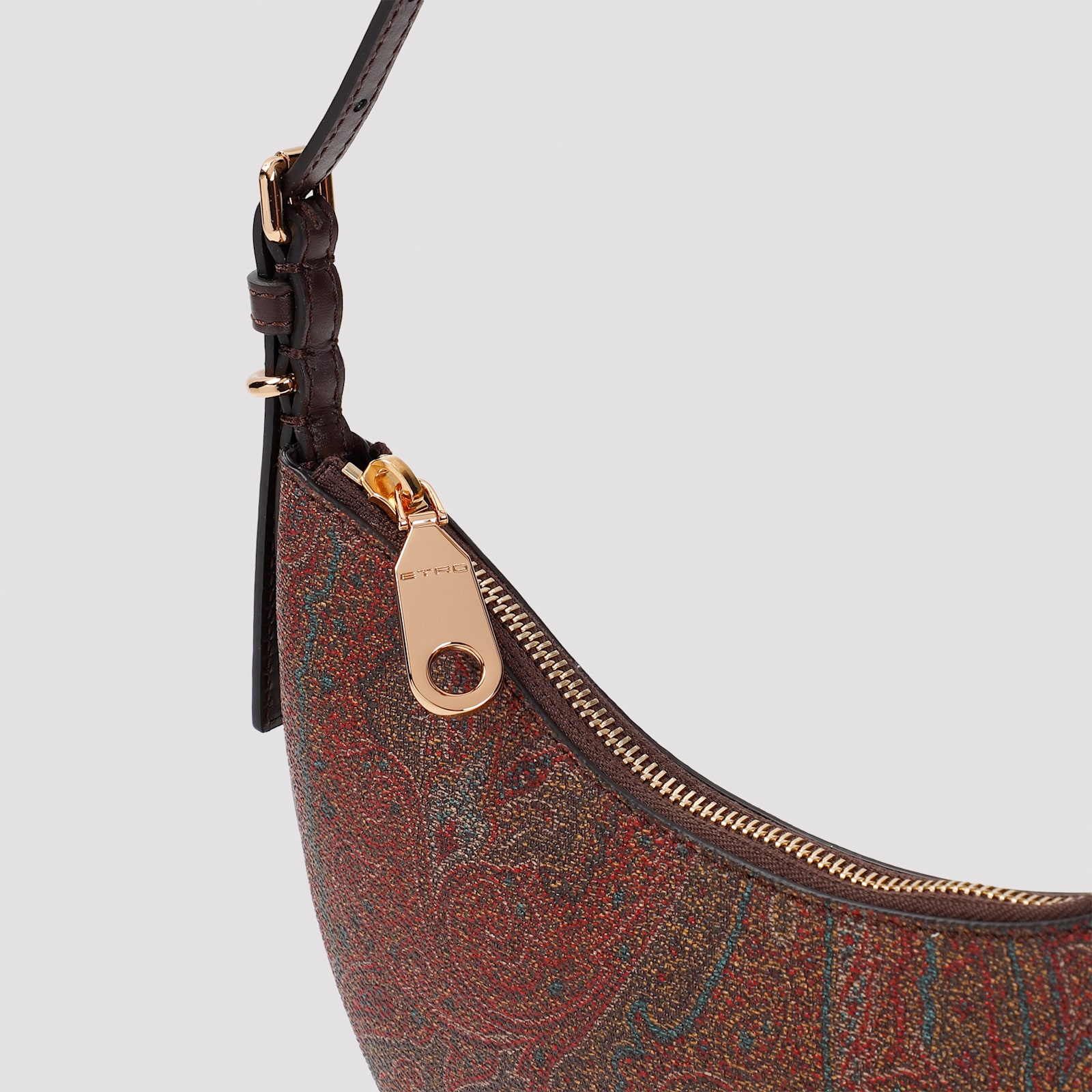 Etro Medium Paisley Leather Shoulder Bag In Brown