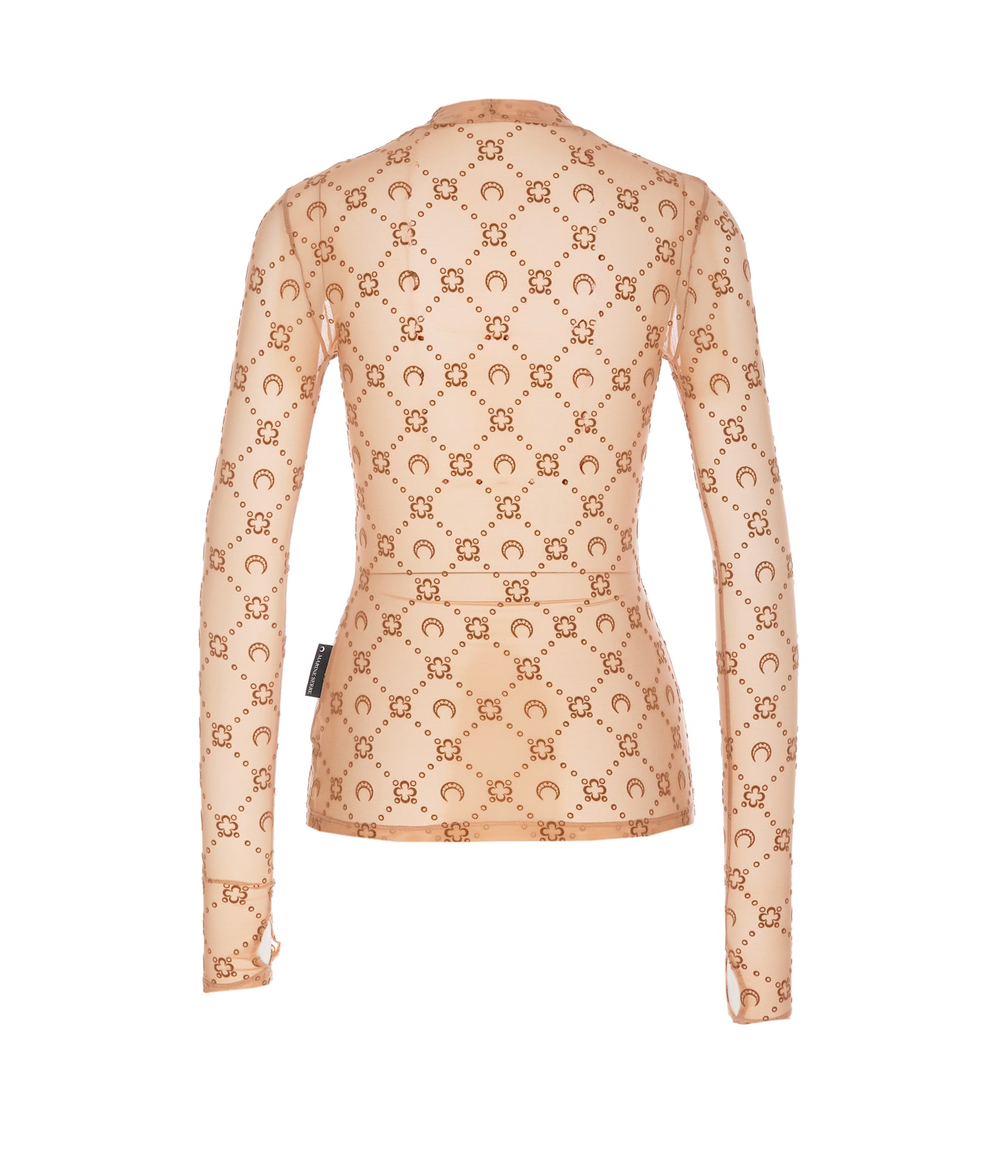 MARINE SERRE MONOGRAM MESH FLOCK LONG SLEEVES TOP 