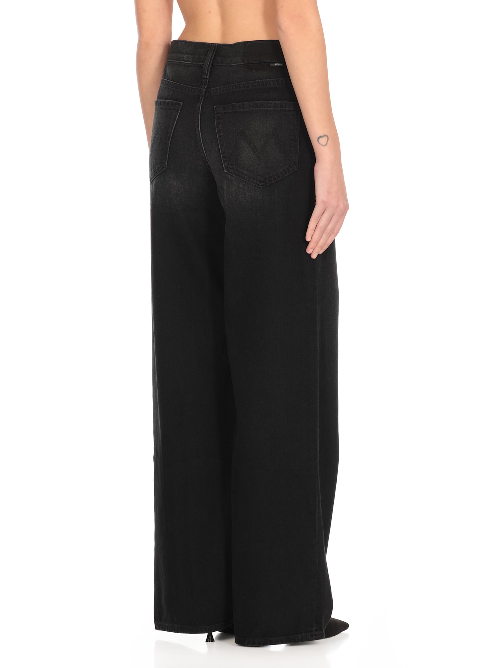 Mother The Spinner Zip Sneak Jeans In Black