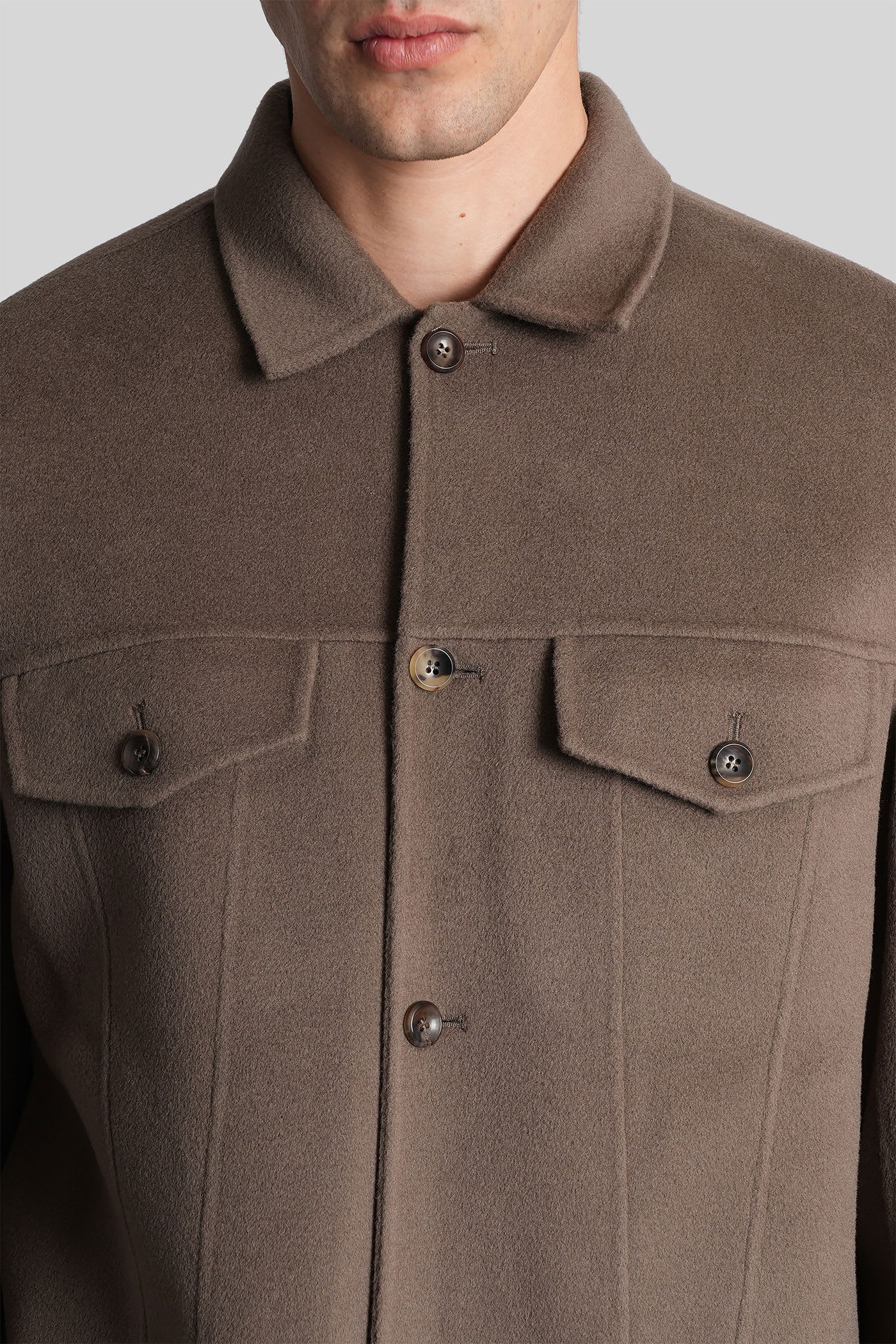 Attachment Casual Jacket In Grey Wool In Brown