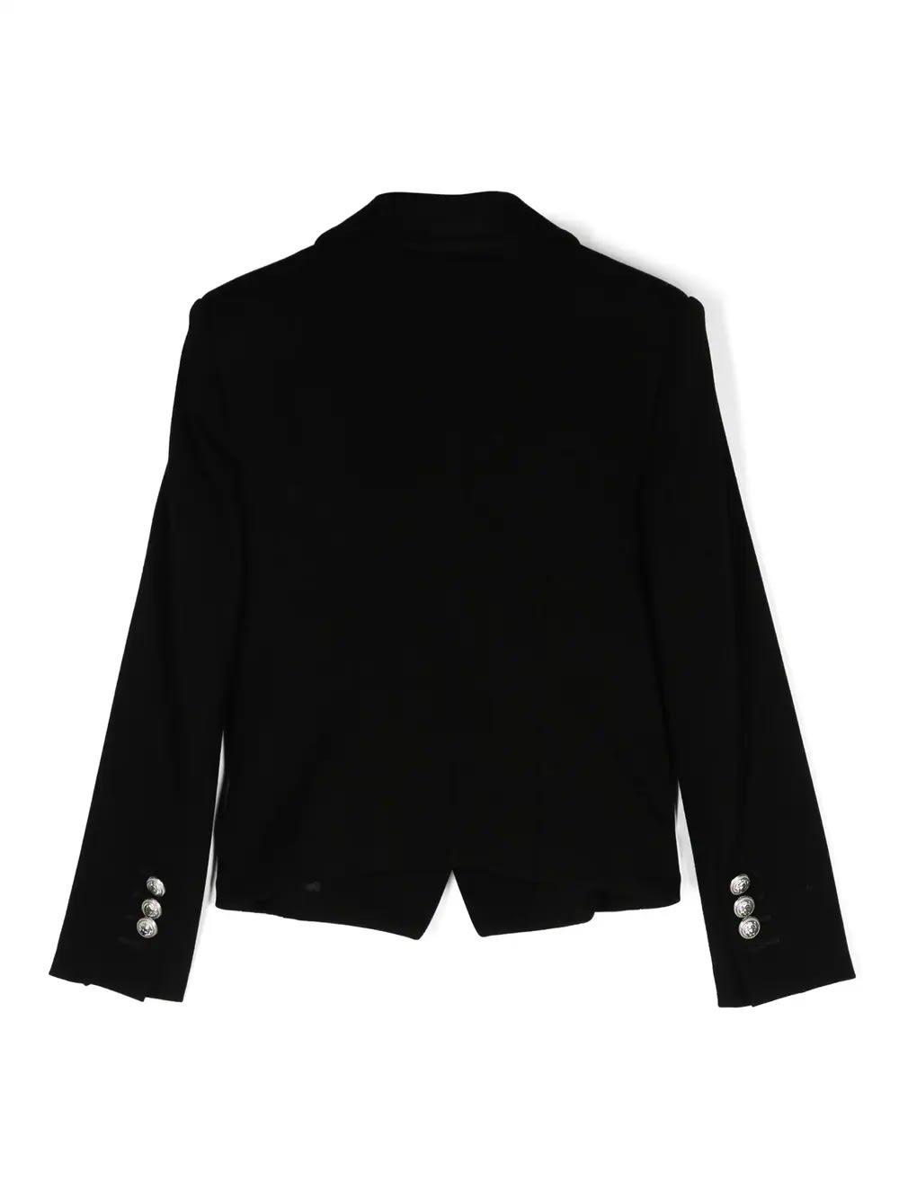 BALMAIN BLACK SINGLE-BREASTED BLAZER WITH SILVER EMBOSSED BUTTONS 