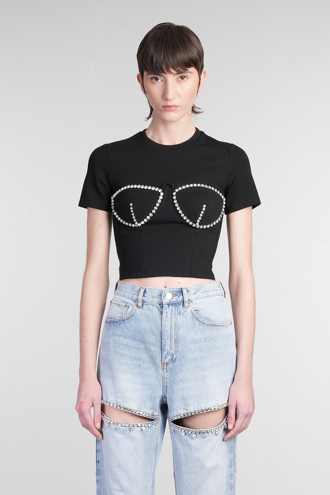 T-shirt In Black Rayon