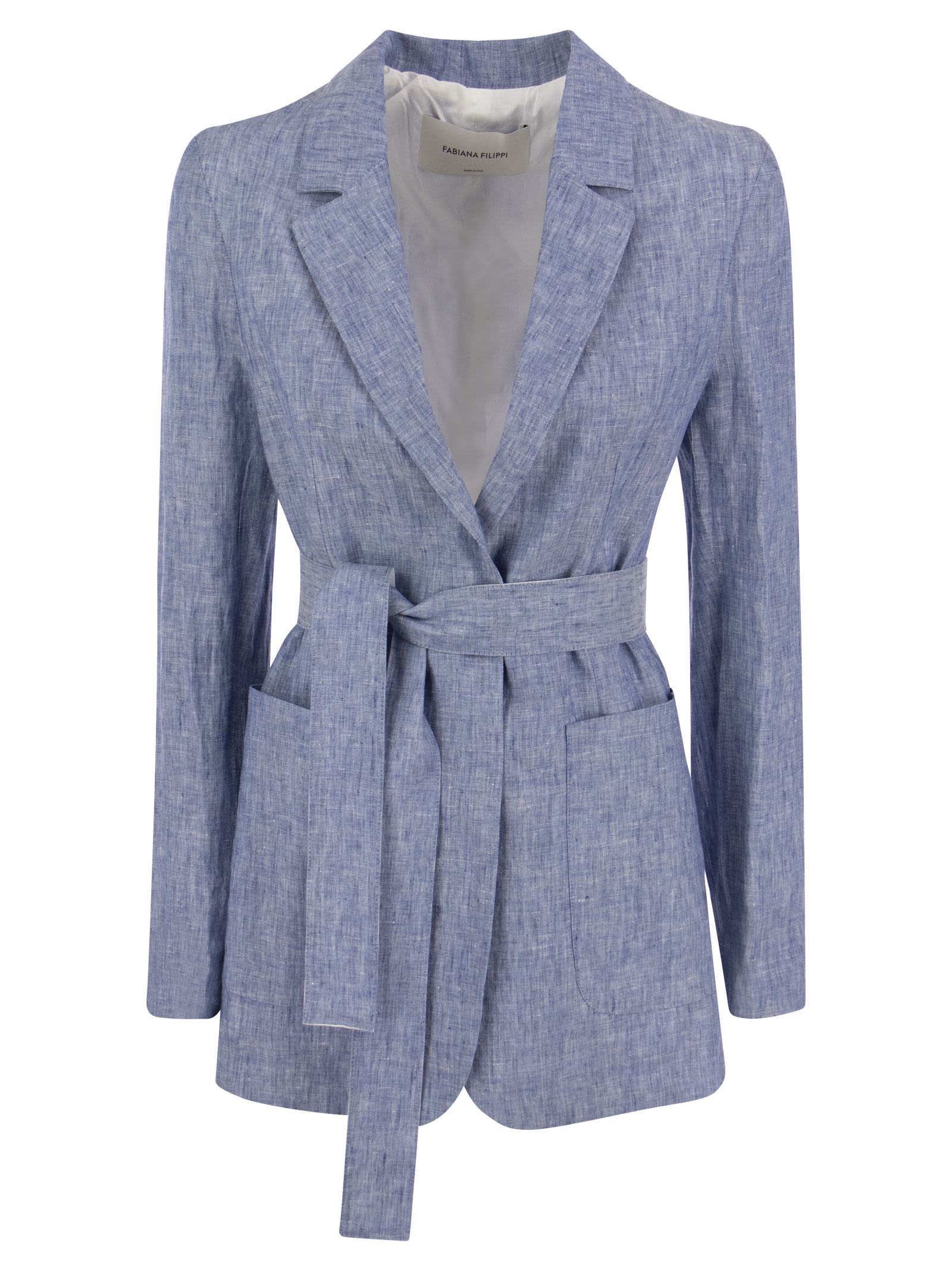 Blazer In Linen With Belt