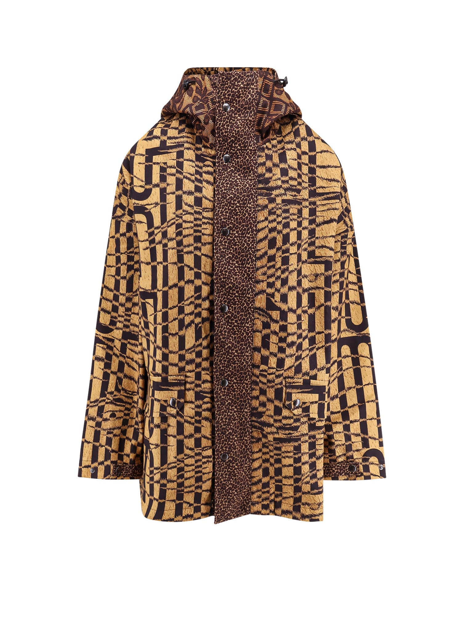 Pierre-louis Mascia Abstract-print Hooded Jacket In Animal Print