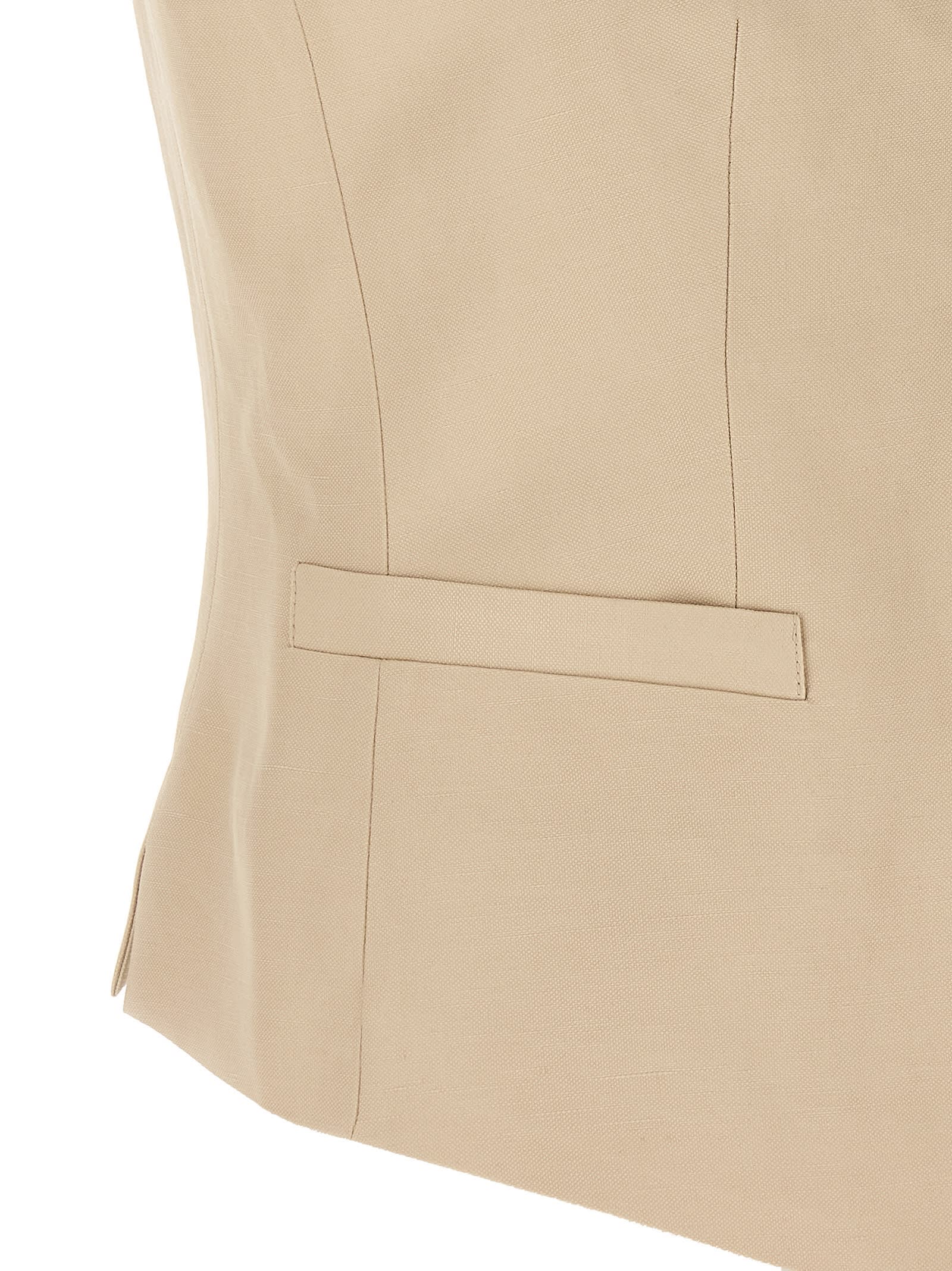 Alberto Biani Linen Viscose Vest In Beige