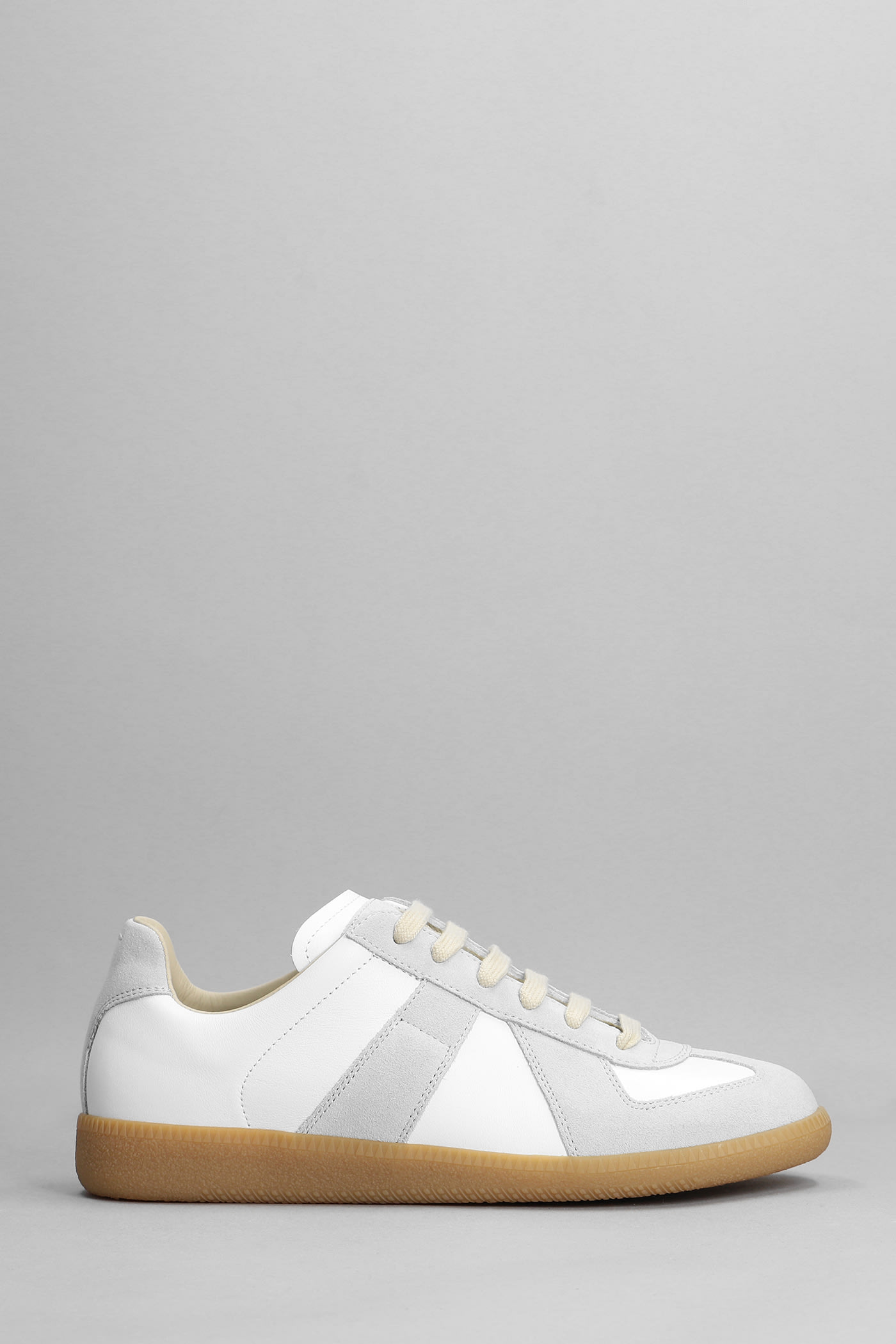 MAISON MARGIELA SNEAKERS IN WHITE SUEDE AND LEATHER