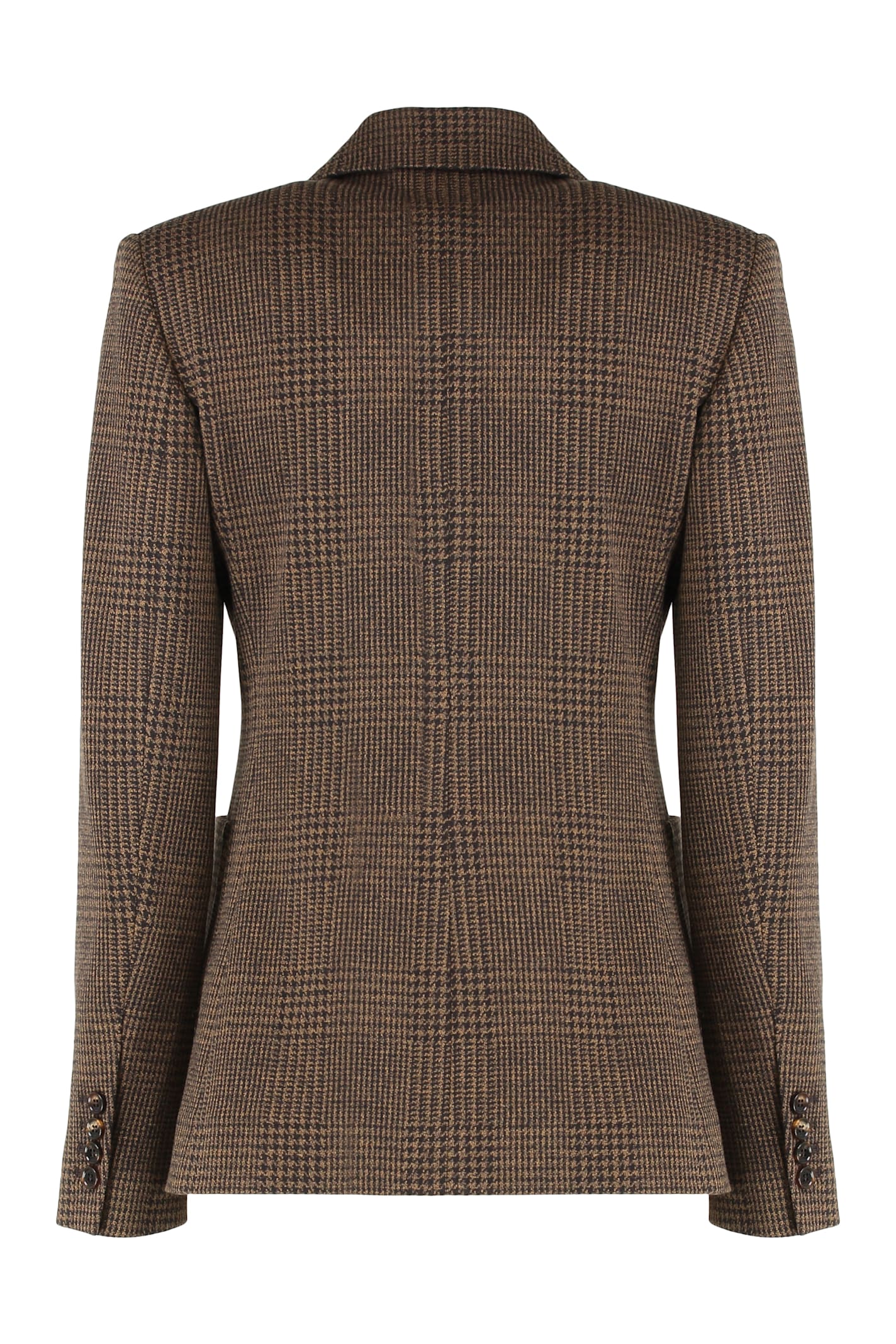 Max Mara Double-breasted Blazer Zulma In Prince Of Wales In Brown