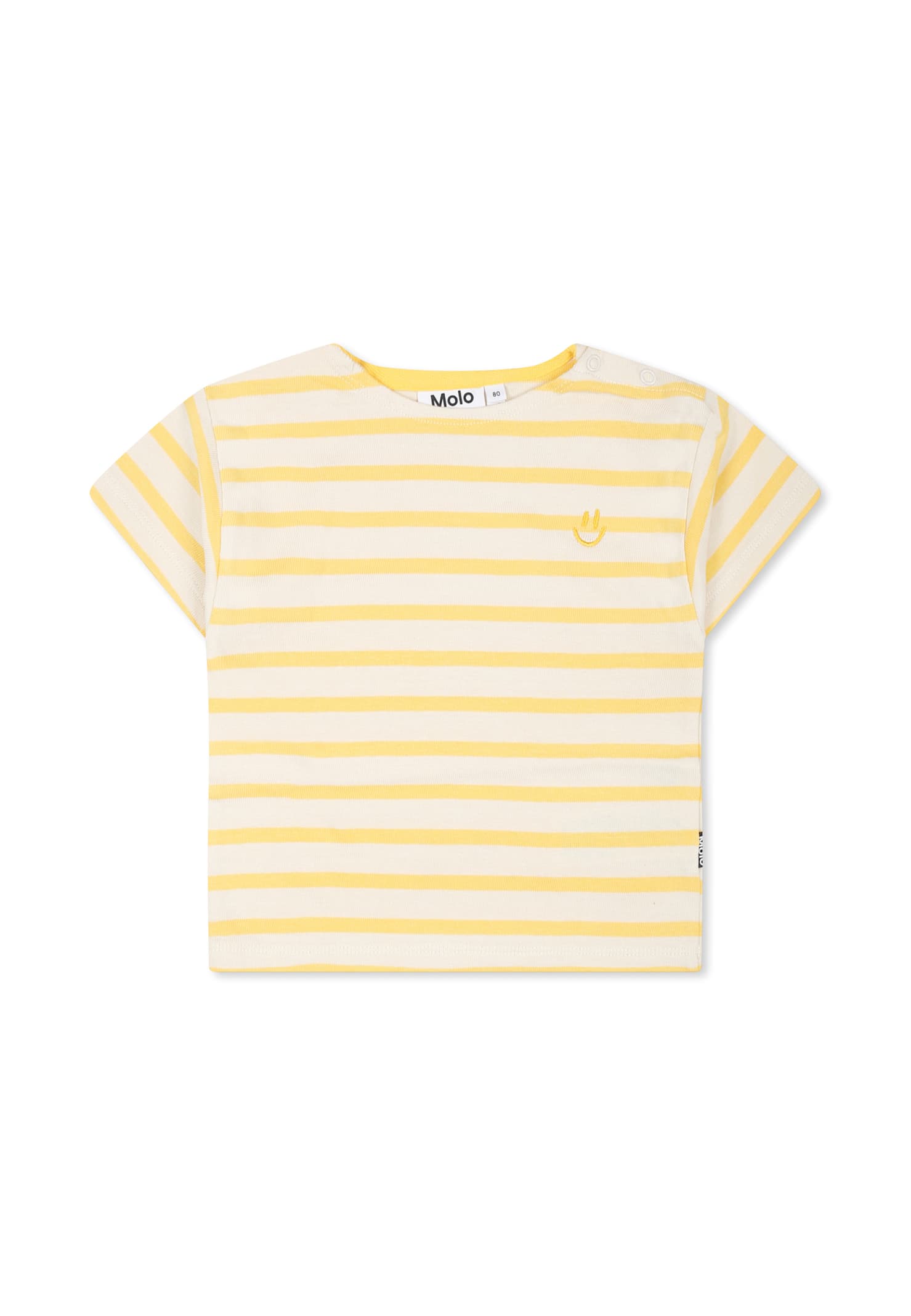 Molo Ivory T-shirt For Babykids With Smiley In Ivory