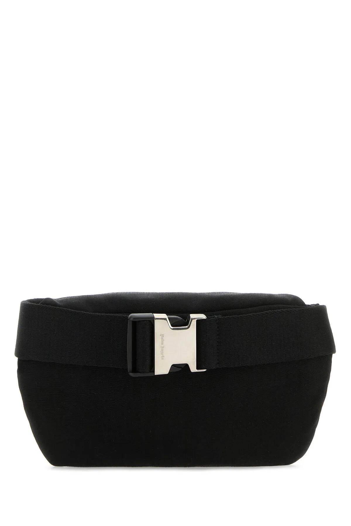 Shop Palm Angels Black Canvas Cordura Belt Bag In Black/white