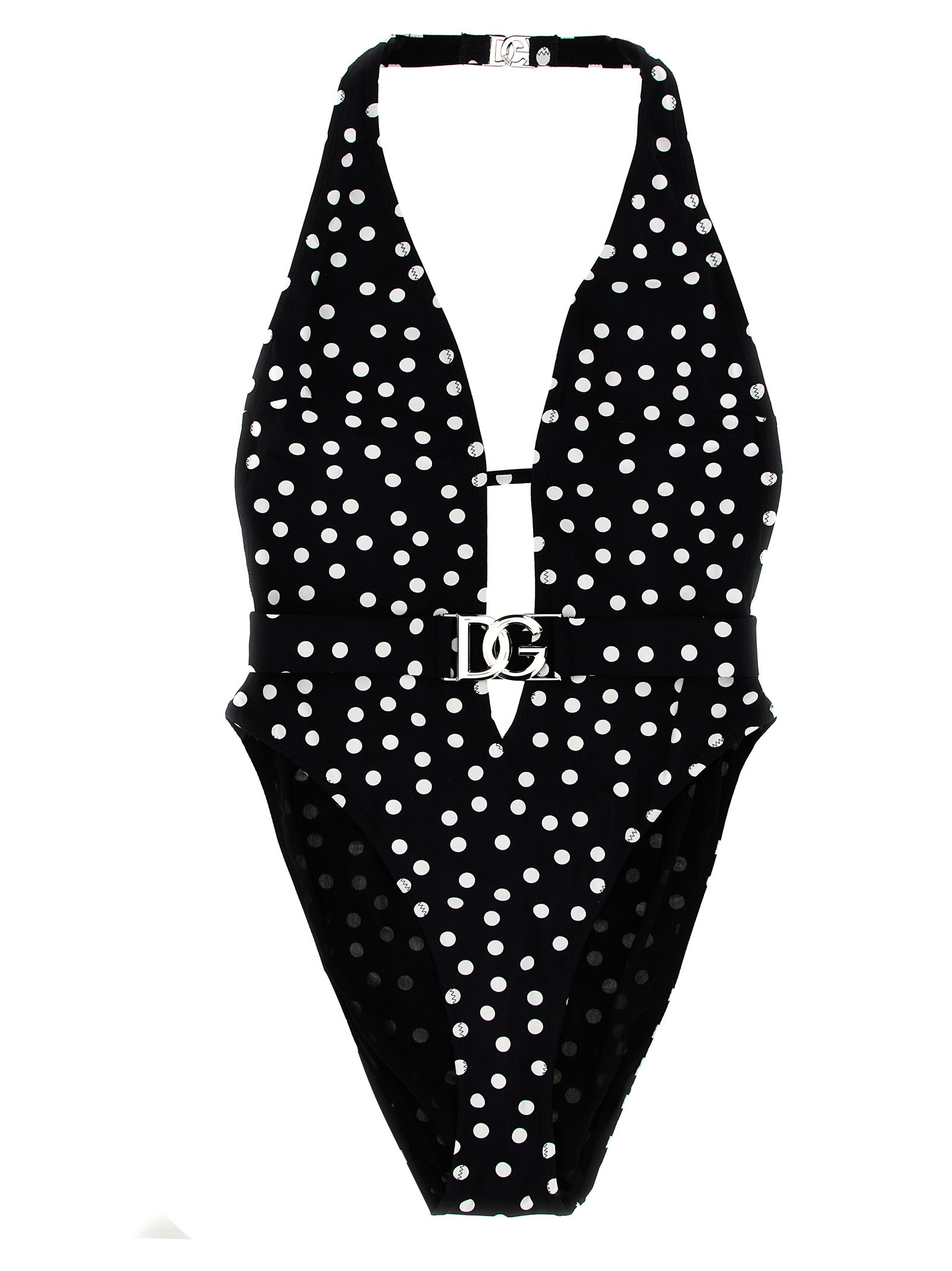 Logo Polka Dot One-piece Swimsuit