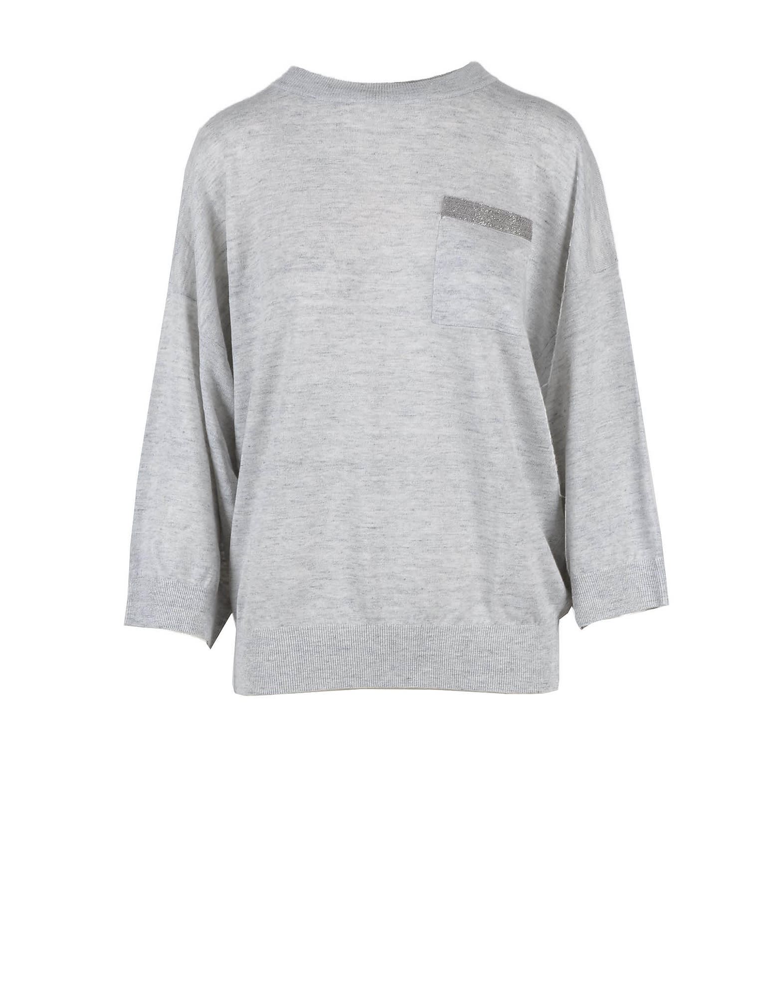 Brunello Cucinelli Womens Light Gray Sweater
