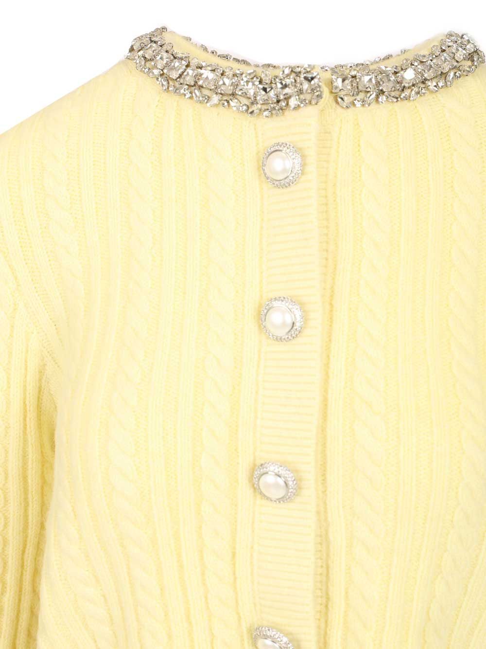 Self-portrait Alpaca Cardigan In Yellow