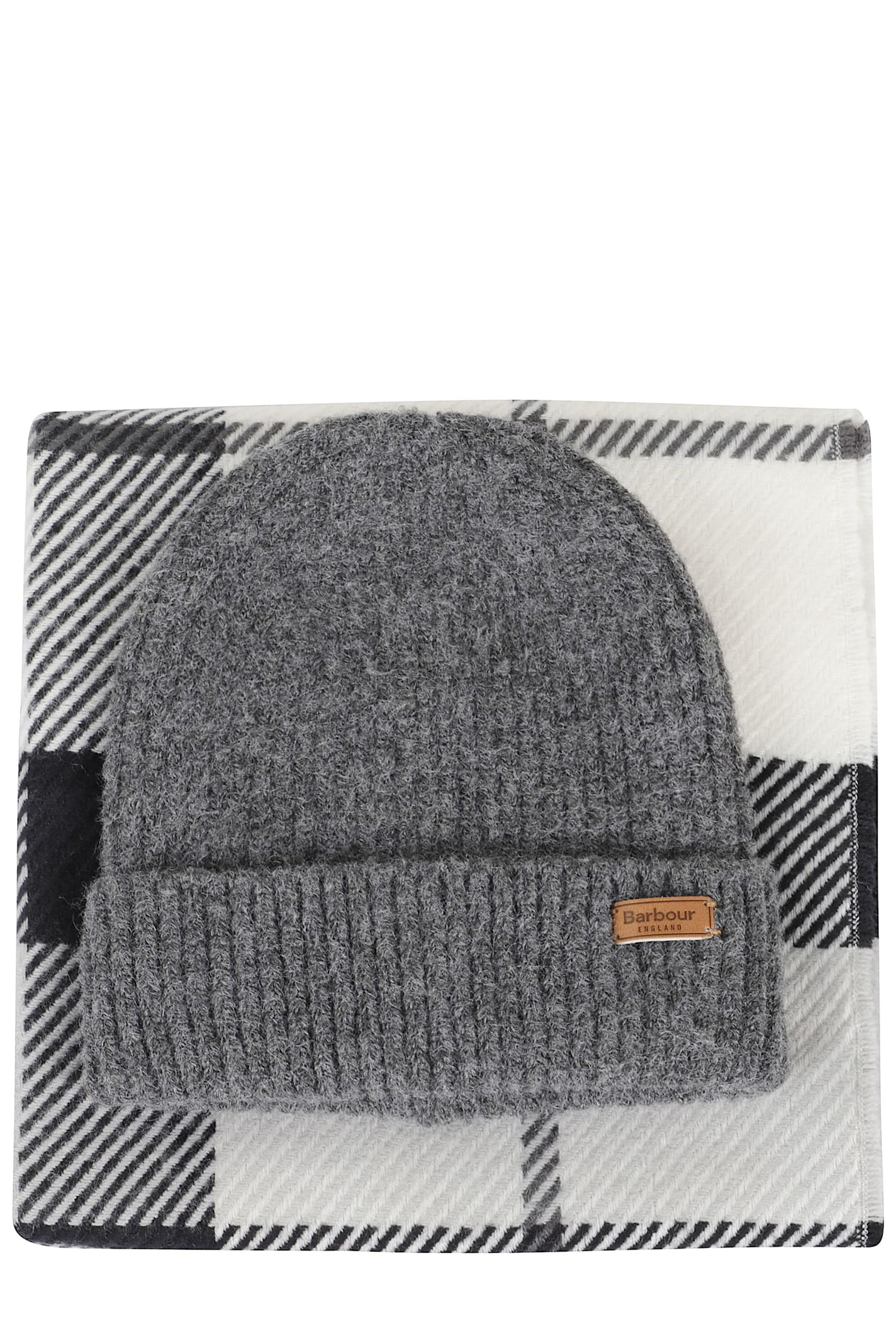 Barbour Knitted Beanie-scarf Set In Blue