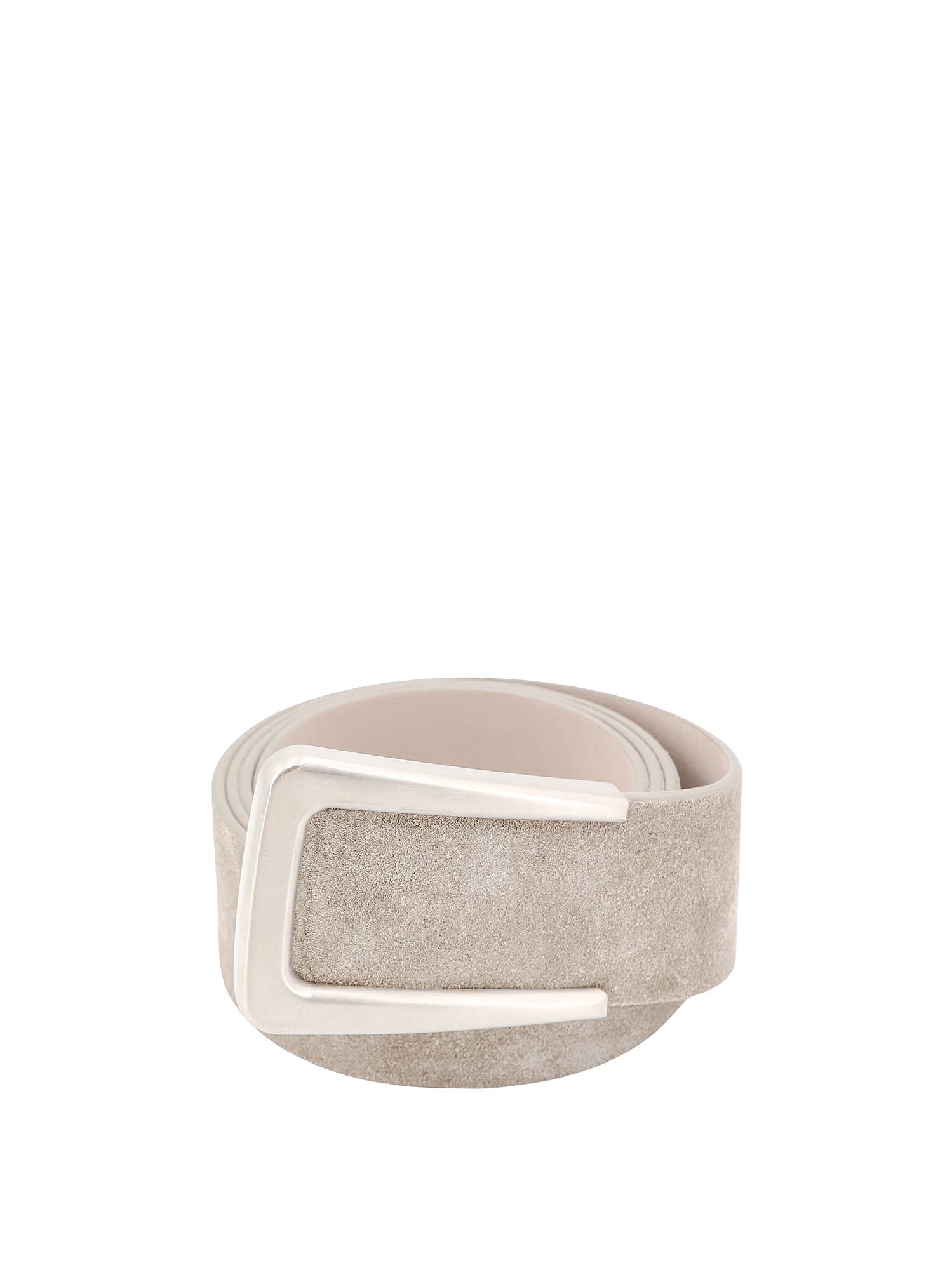 Brunello Cucinelli Suede Belt With Substantial Buckle In Silver