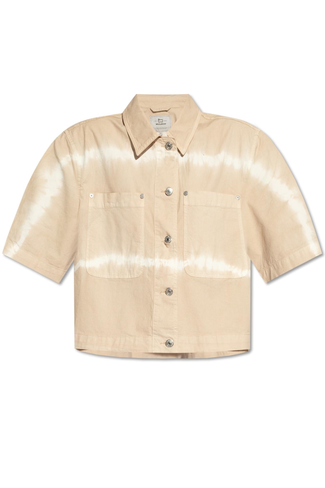 Shop Woolrich Tie-dyed Cropped Shirt  In Beige